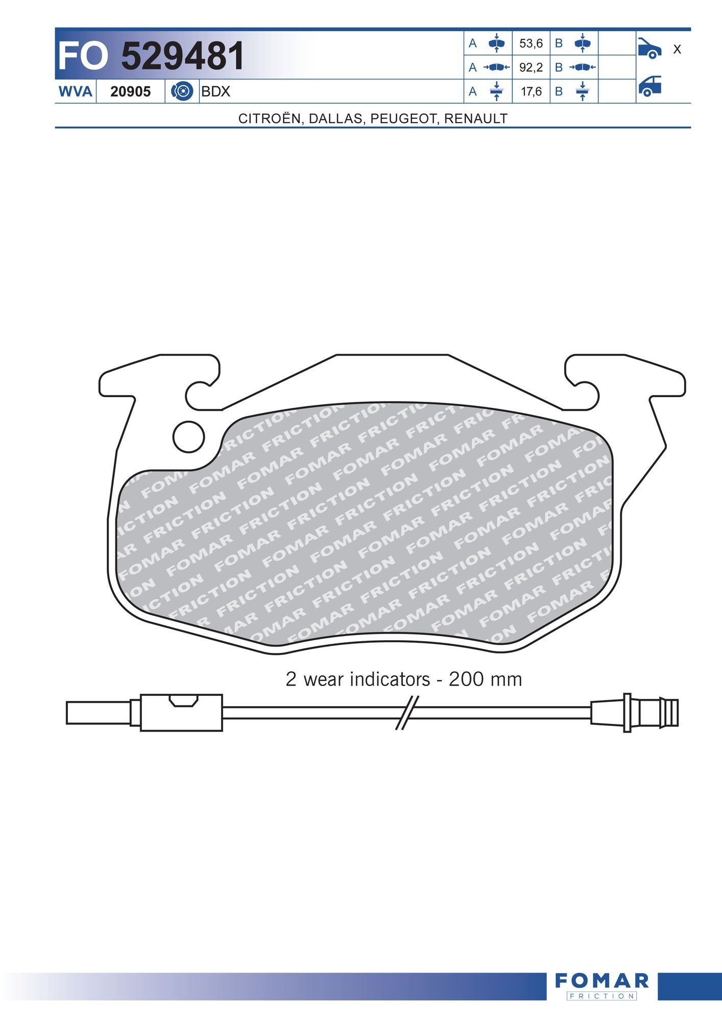FOMAR Friction FO 529481: Piduriklotsid