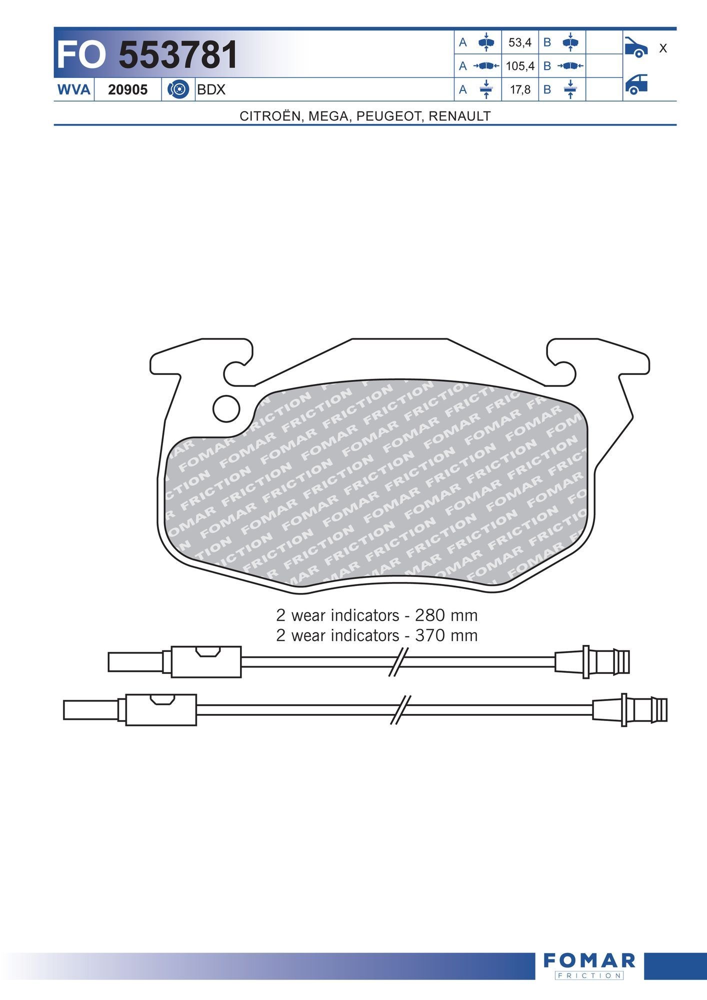 FOMAR Friction FO 553781: Piduriklotsid
