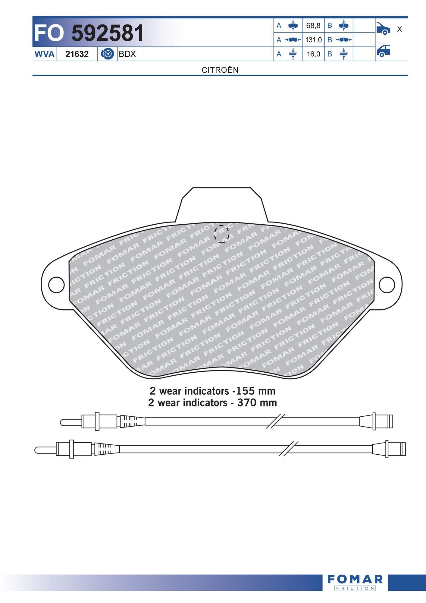 FOMAR Friction FO 592581: Piduriklotsid