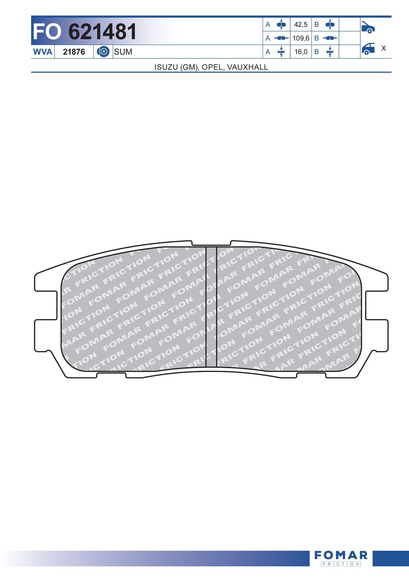 FOMAR Friction FO 621481: Piduriklotsid