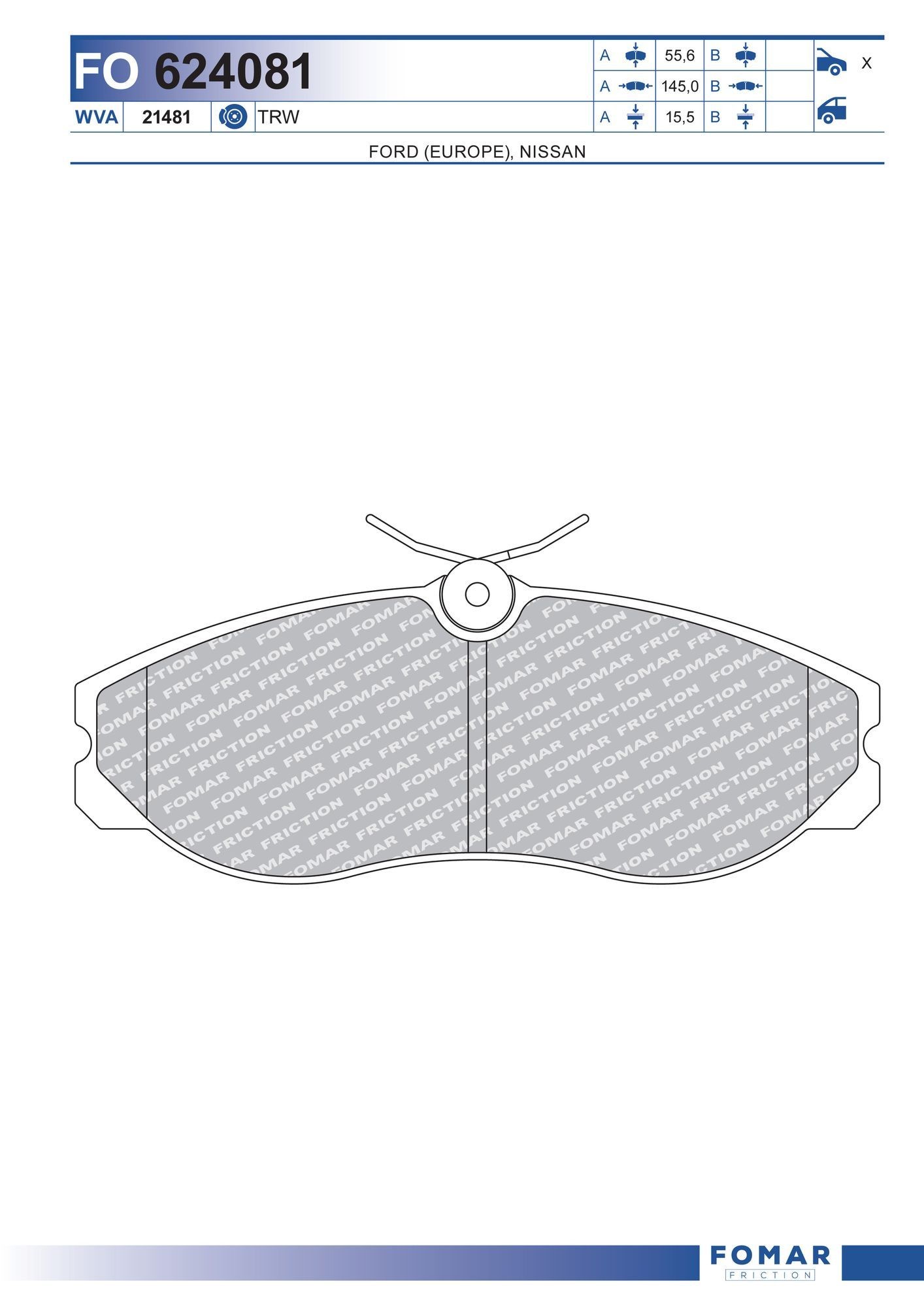 FOMAR Friction FO 624081: Piduriklotsid