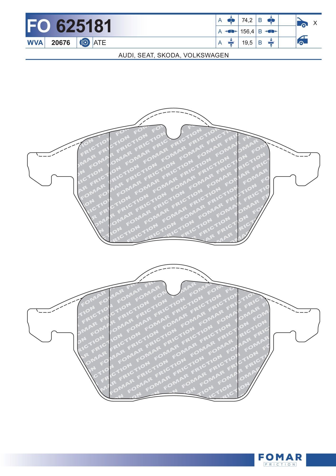 FOMAR Friction FO 625181: Piduriklotsid