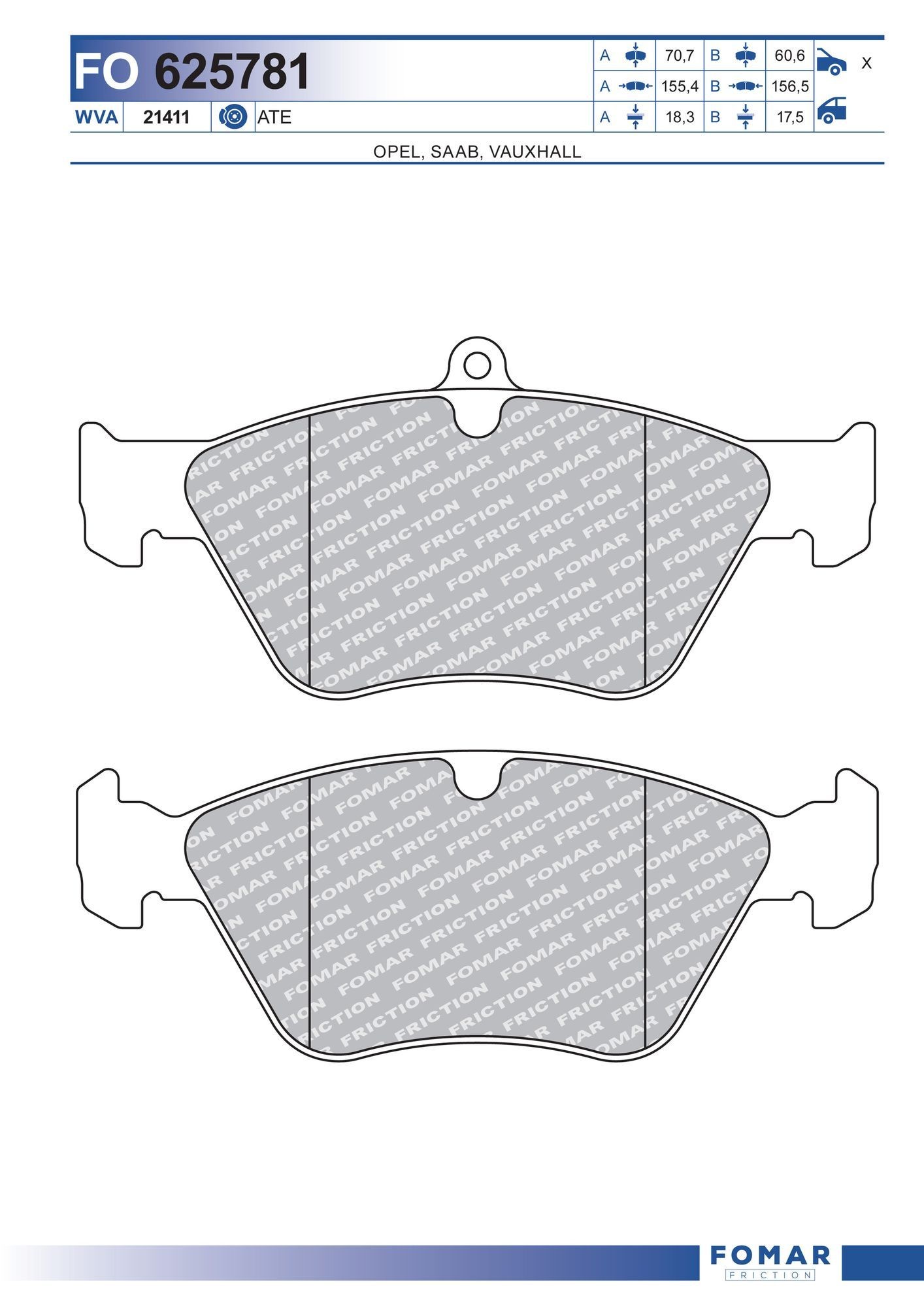 FOMAR Friction FO 625781: Piduriklotsid