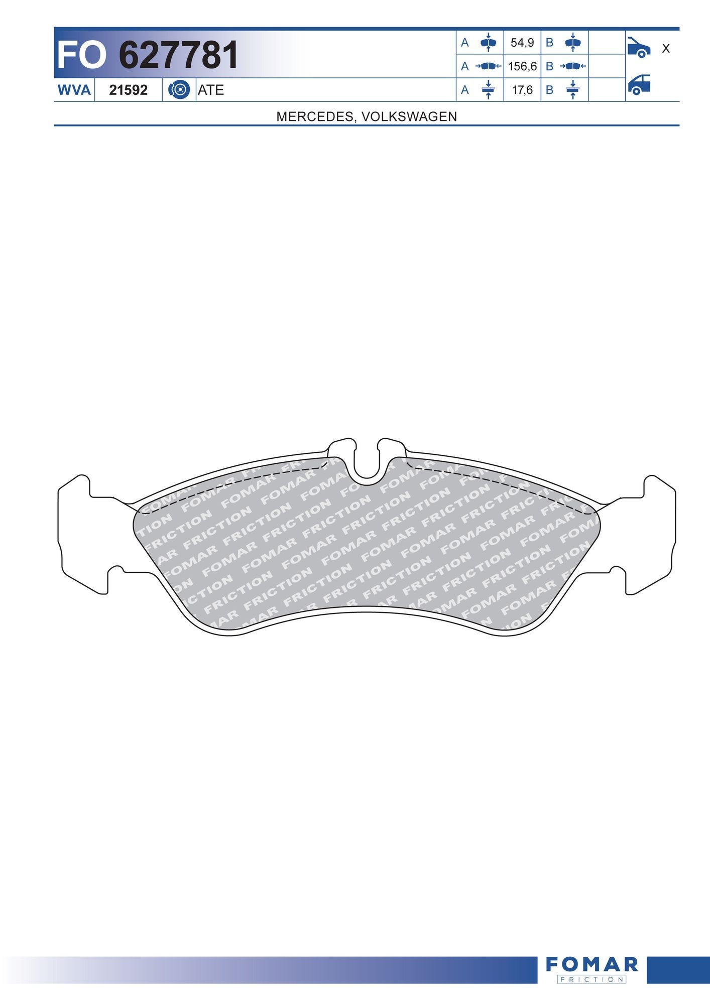 FOMAR Friction FO 627781: Piduriklotsid