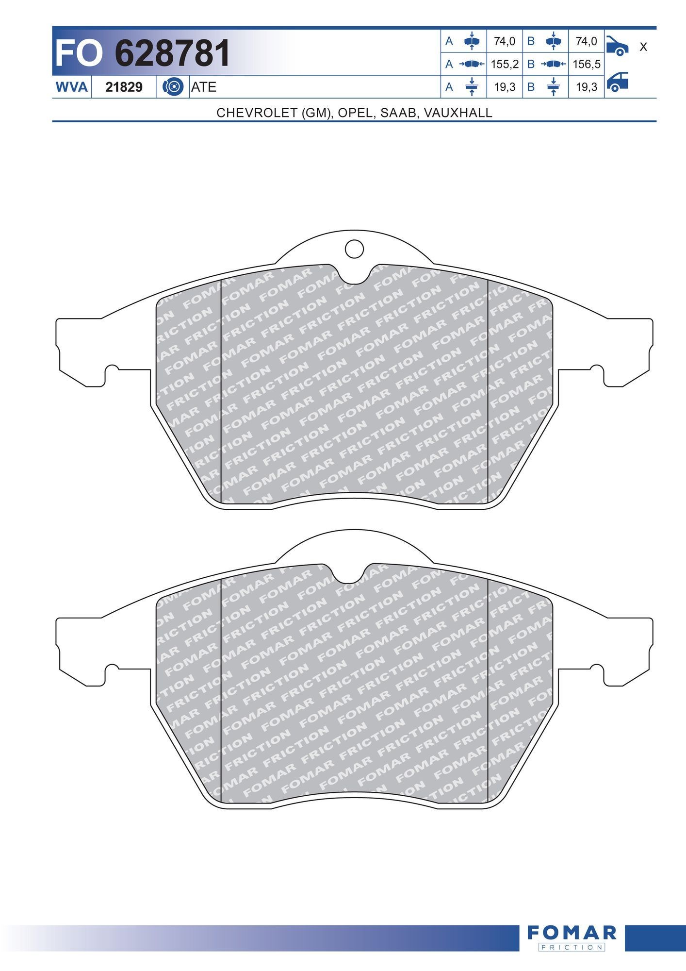 FOMAR Friction FO 628781: Piduriklotsid