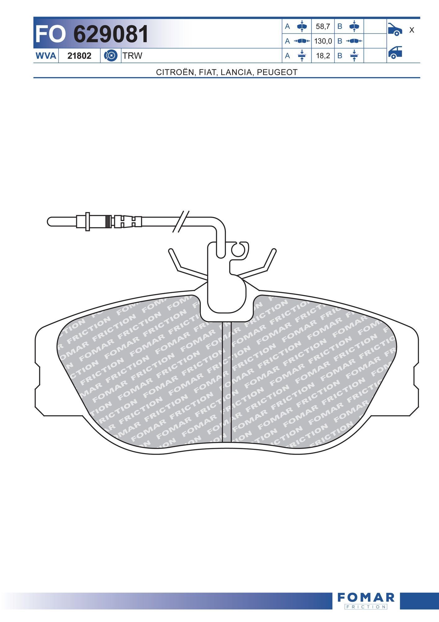 FOMAR Friction FO 629081: Piduriklotsid