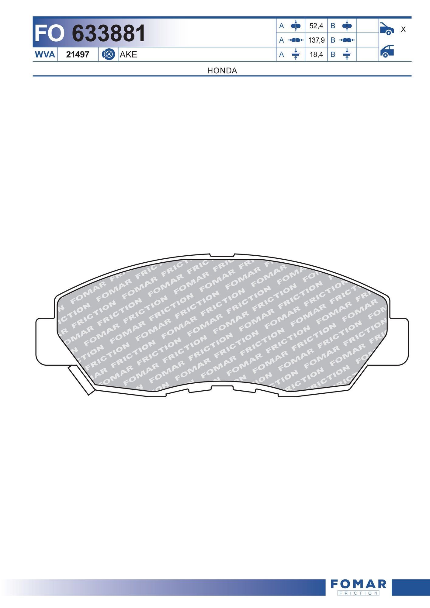 FOMAR Friction FO 633881: Piduriklotsid