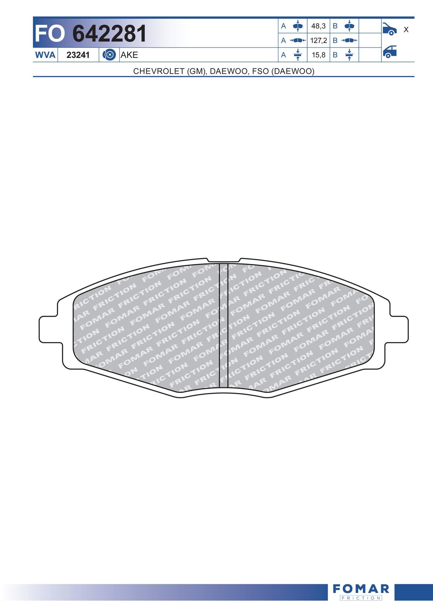 FOMAR Friction FO 642281: Piduriklotsid