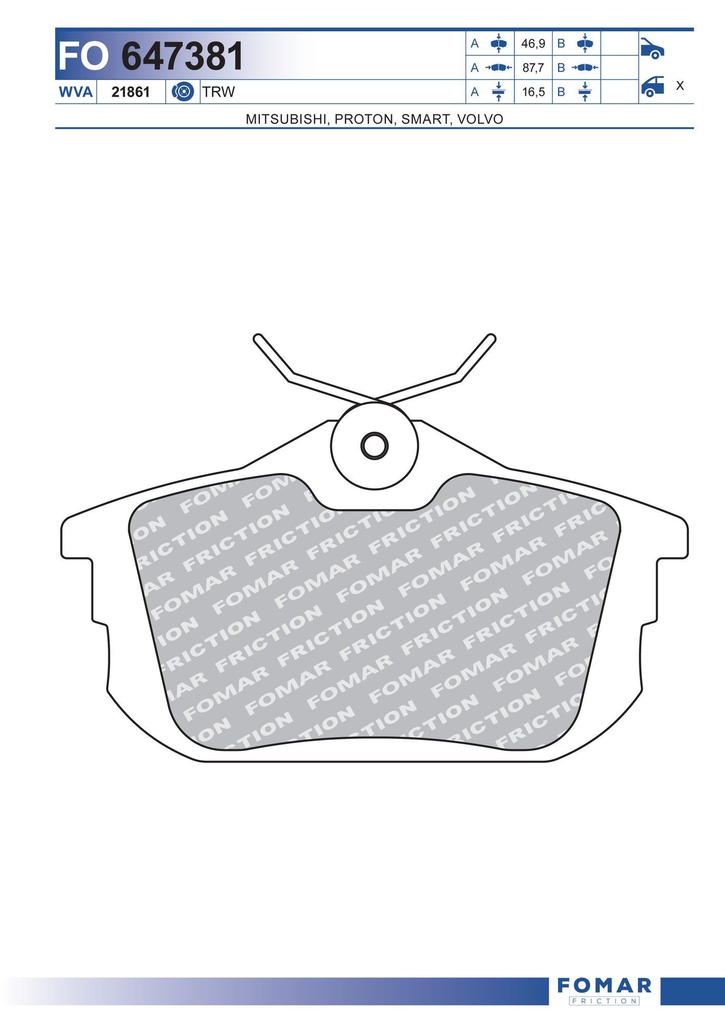 FOMAR Friction FO 647381: Piduriklotsid