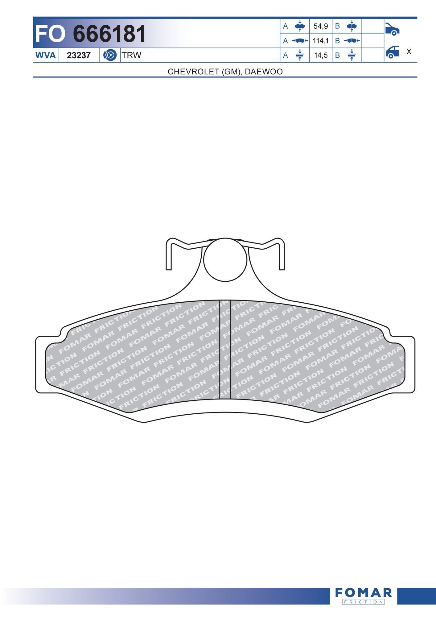FOMAR Friction FO 666181: Piduriklotsid