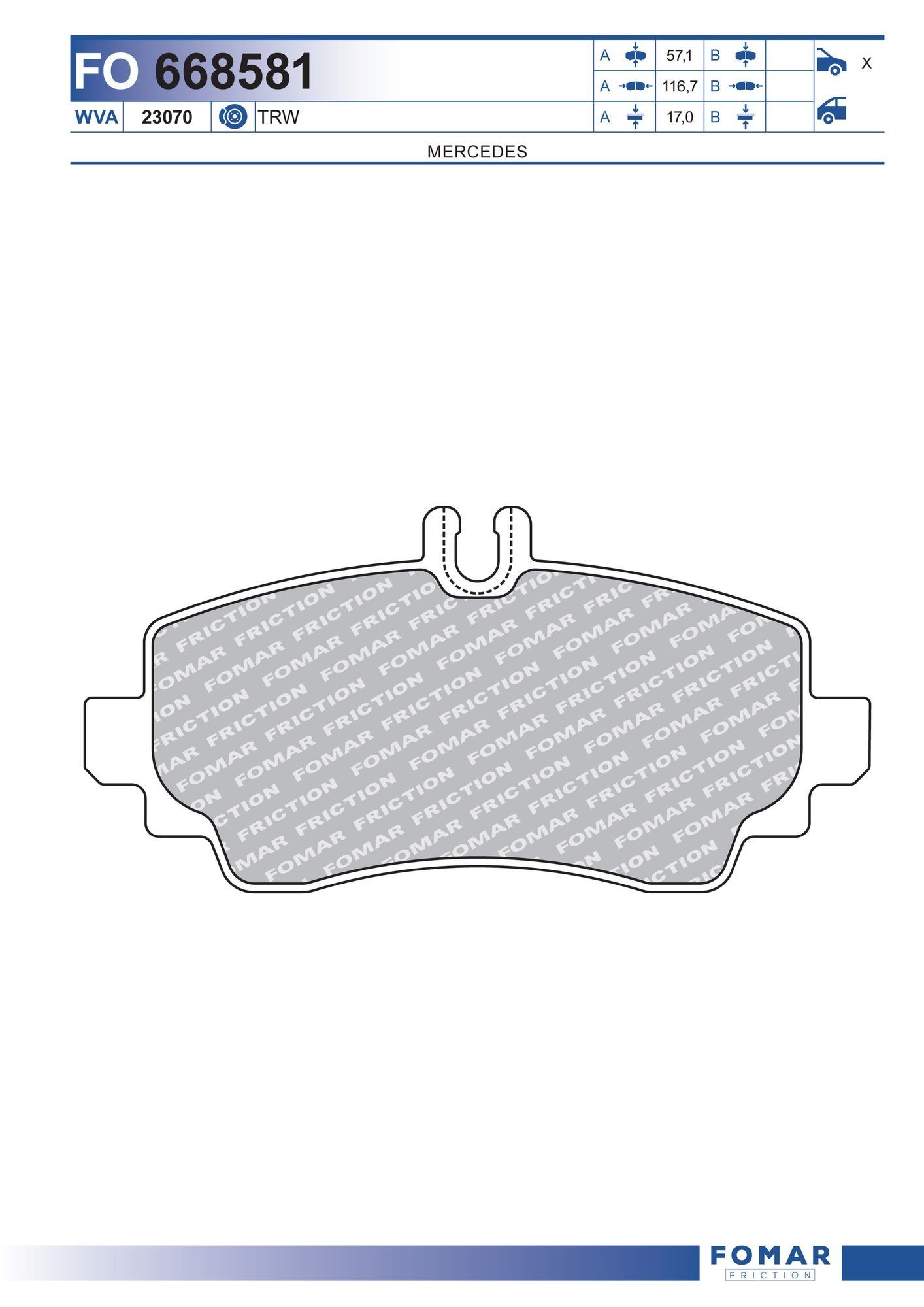 FOMAR Friction FO 668581: Piduriklotsid