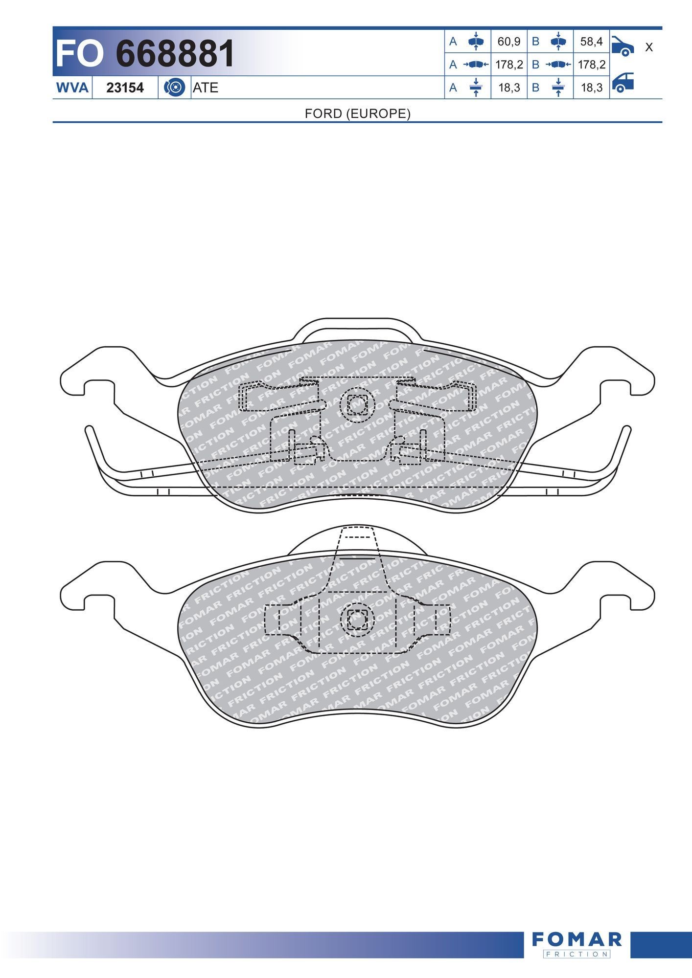 FOMAR Friction FO 668881: Piduriklotsid