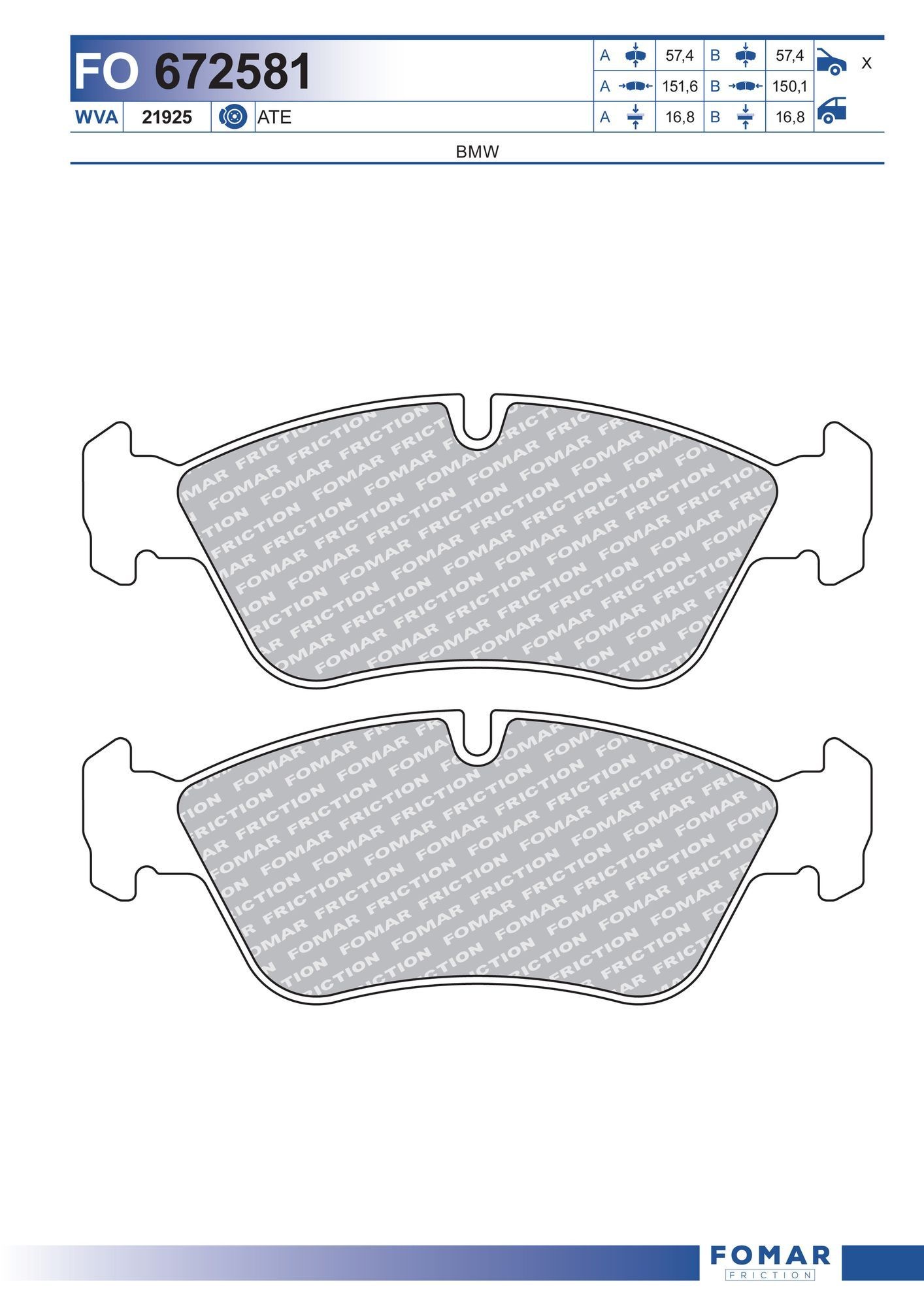 FOMAR Friction FO 672581: Piduriklotsid