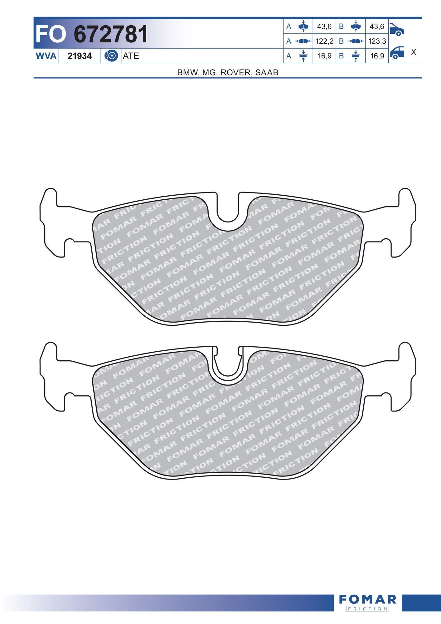 FOMAR Friction FO 672781: Piduriklotsid