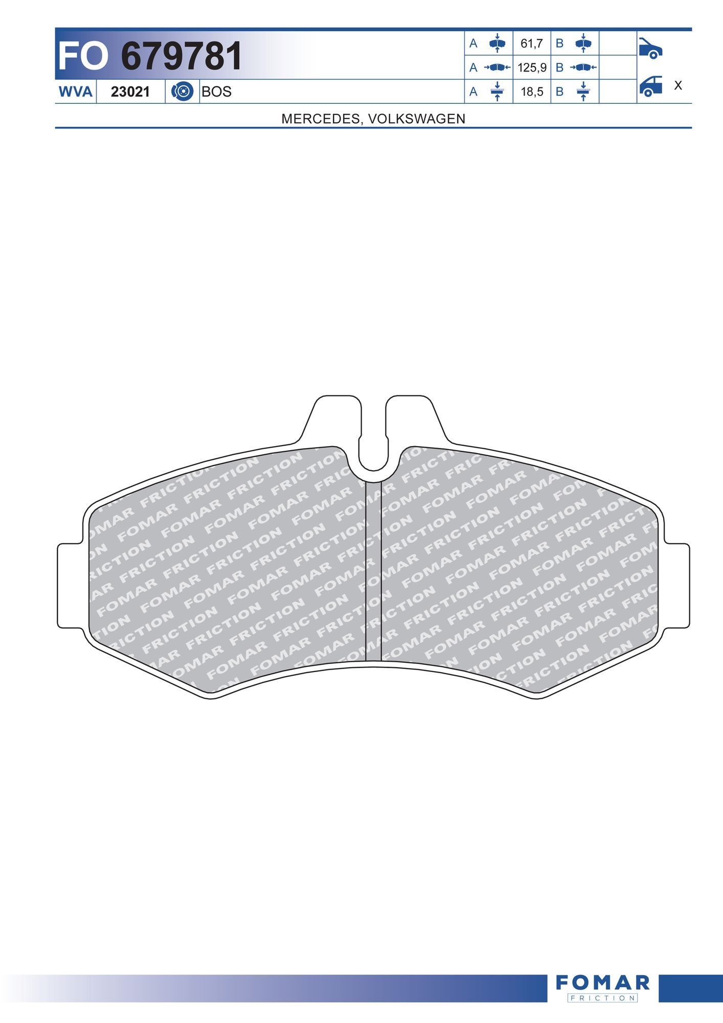 FOMAR Friction FO 679781: Piduriklotsid