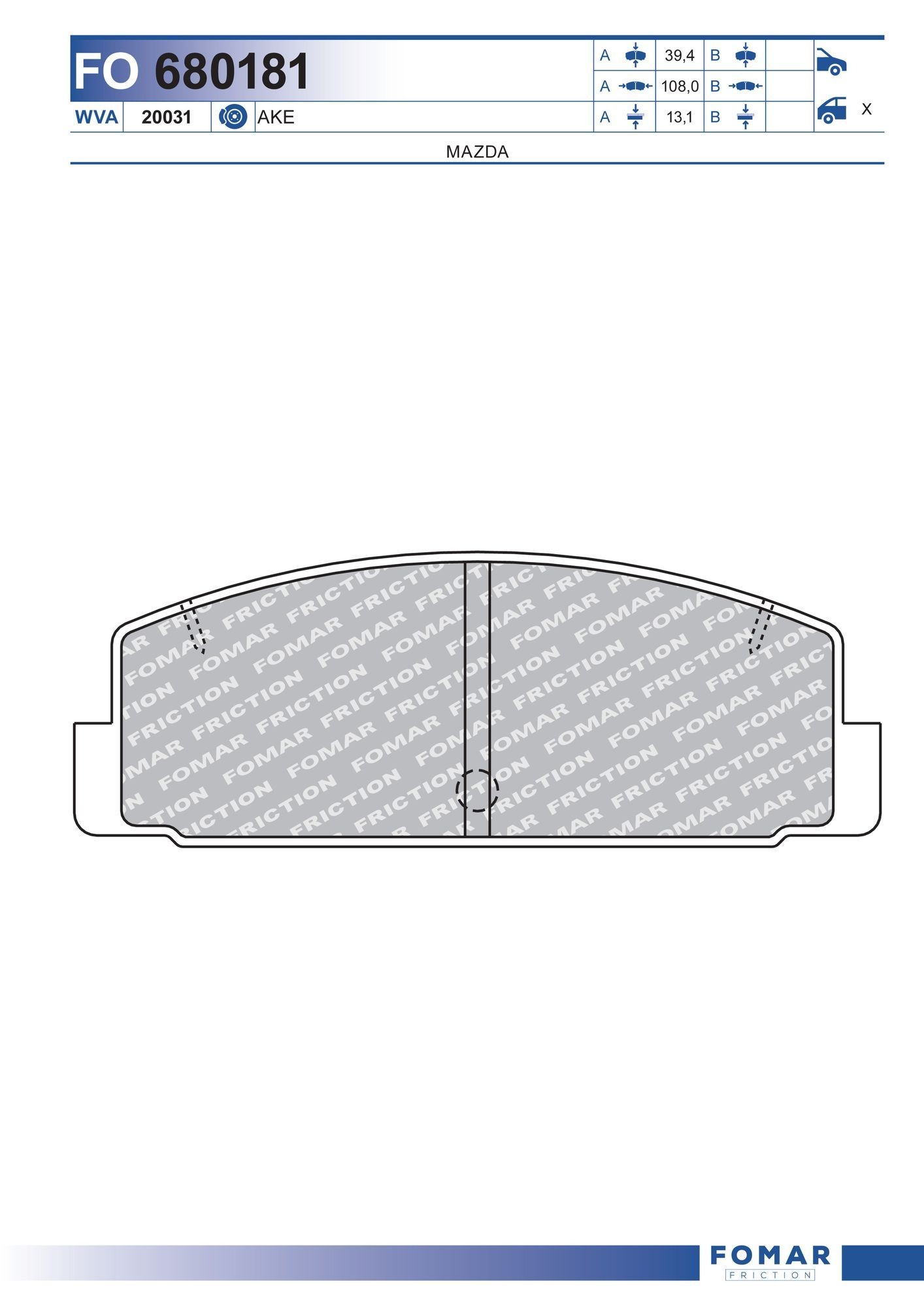 FOMAR Friction FO 680181: Piduriklotsid