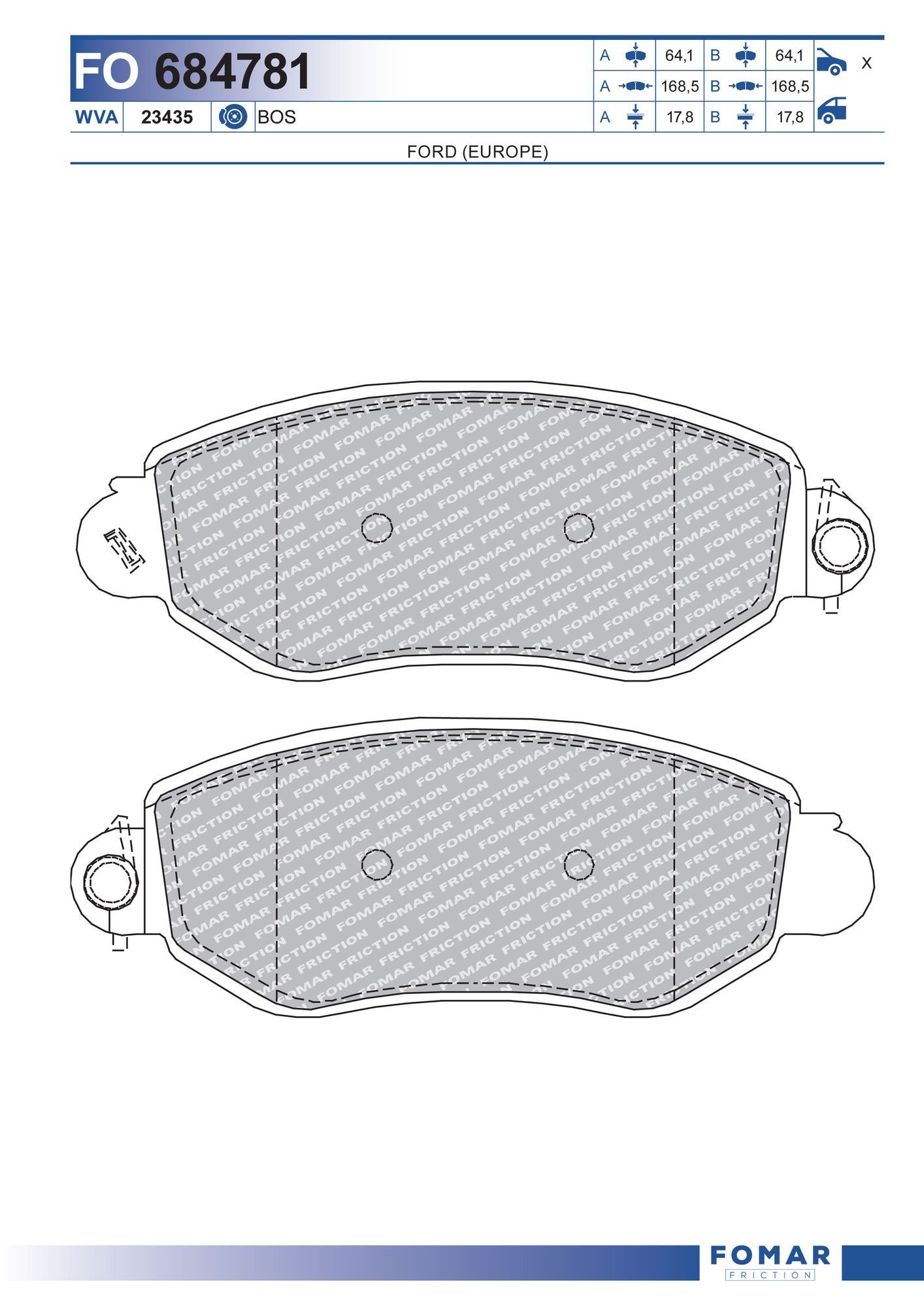 FOMAR Friction FO 684781: Piduriklotsid