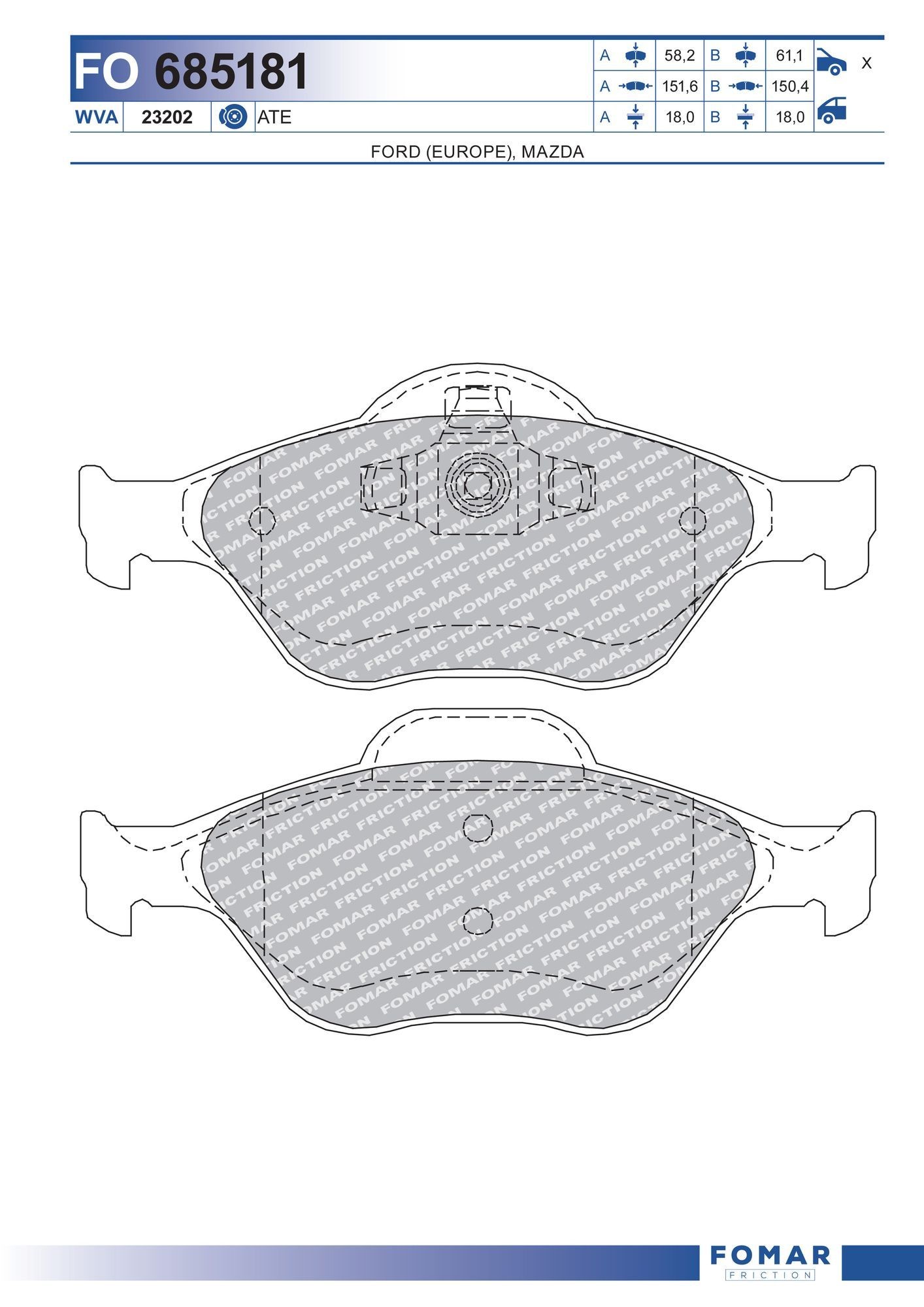 FOMAR Friction FO 685181: Piduriklotsid
