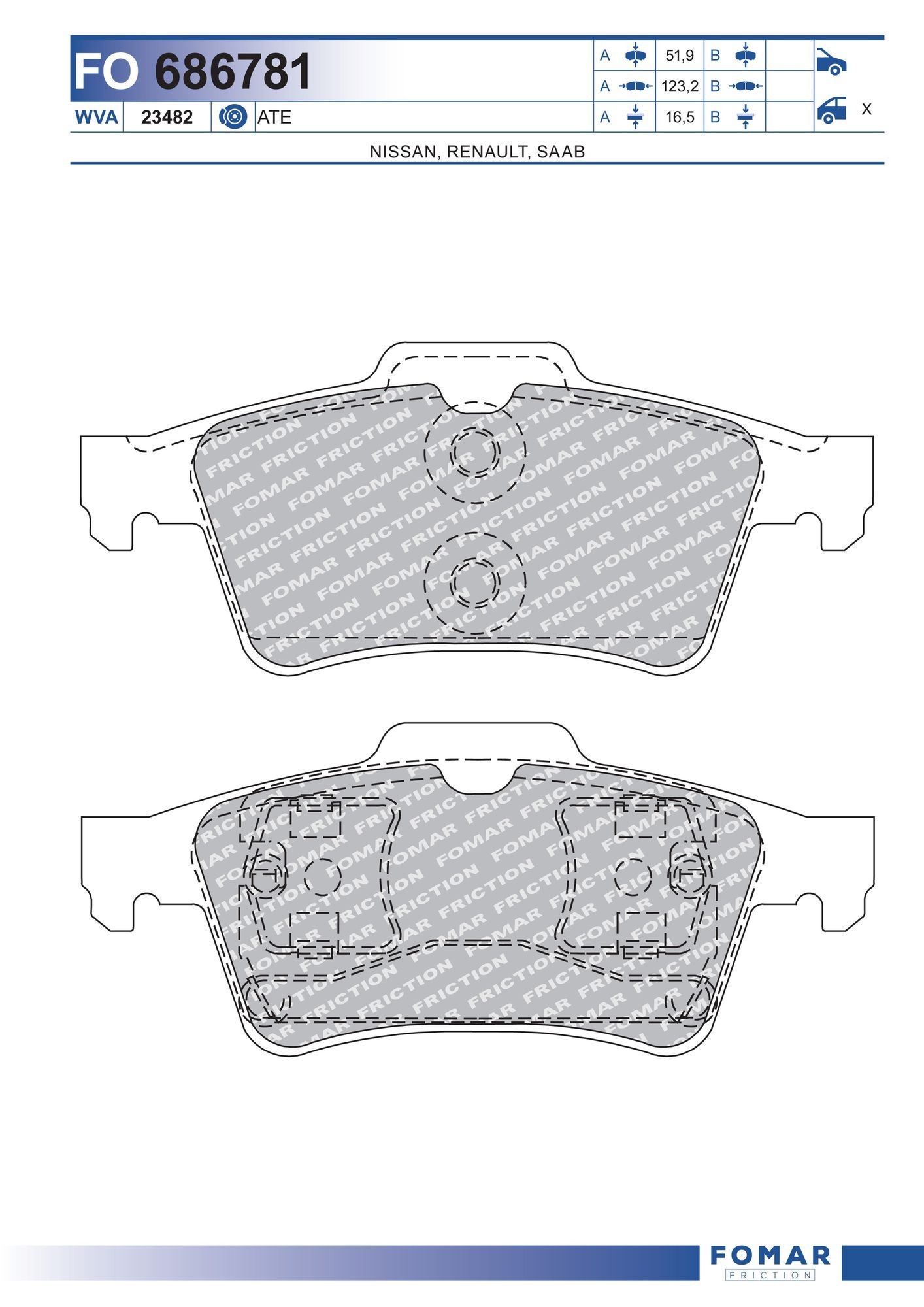 FOMAR Friction FO 686781: Piduriklotsid
