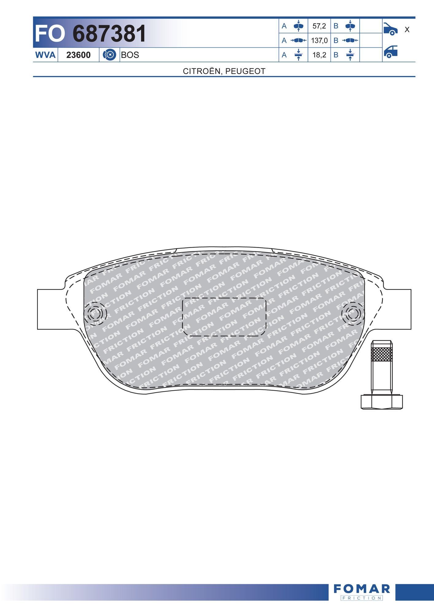 FOMAR Friction FO 687381: Piduriklotsid