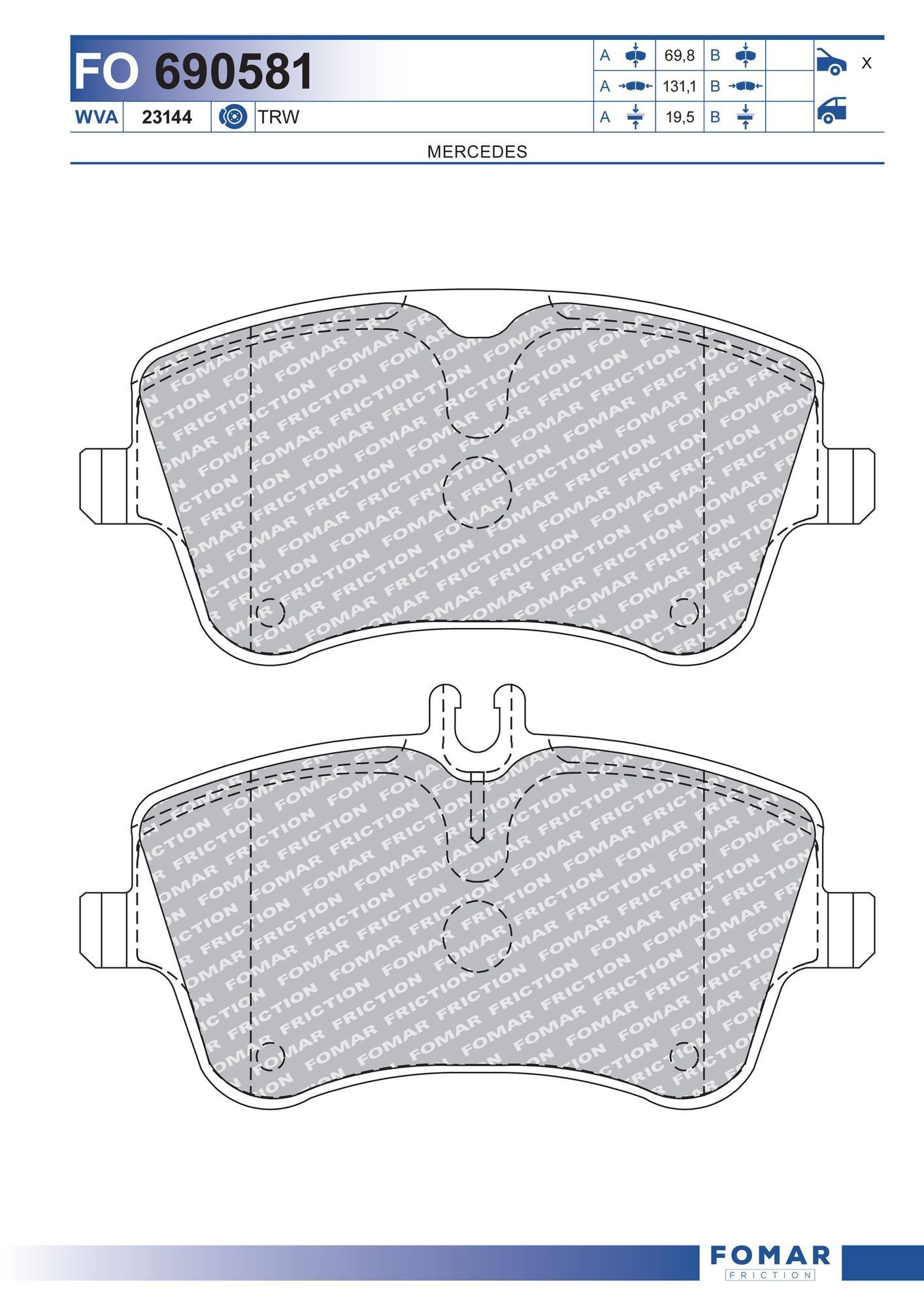 FOMAR Friction FO 690581: Piduriklotsid
