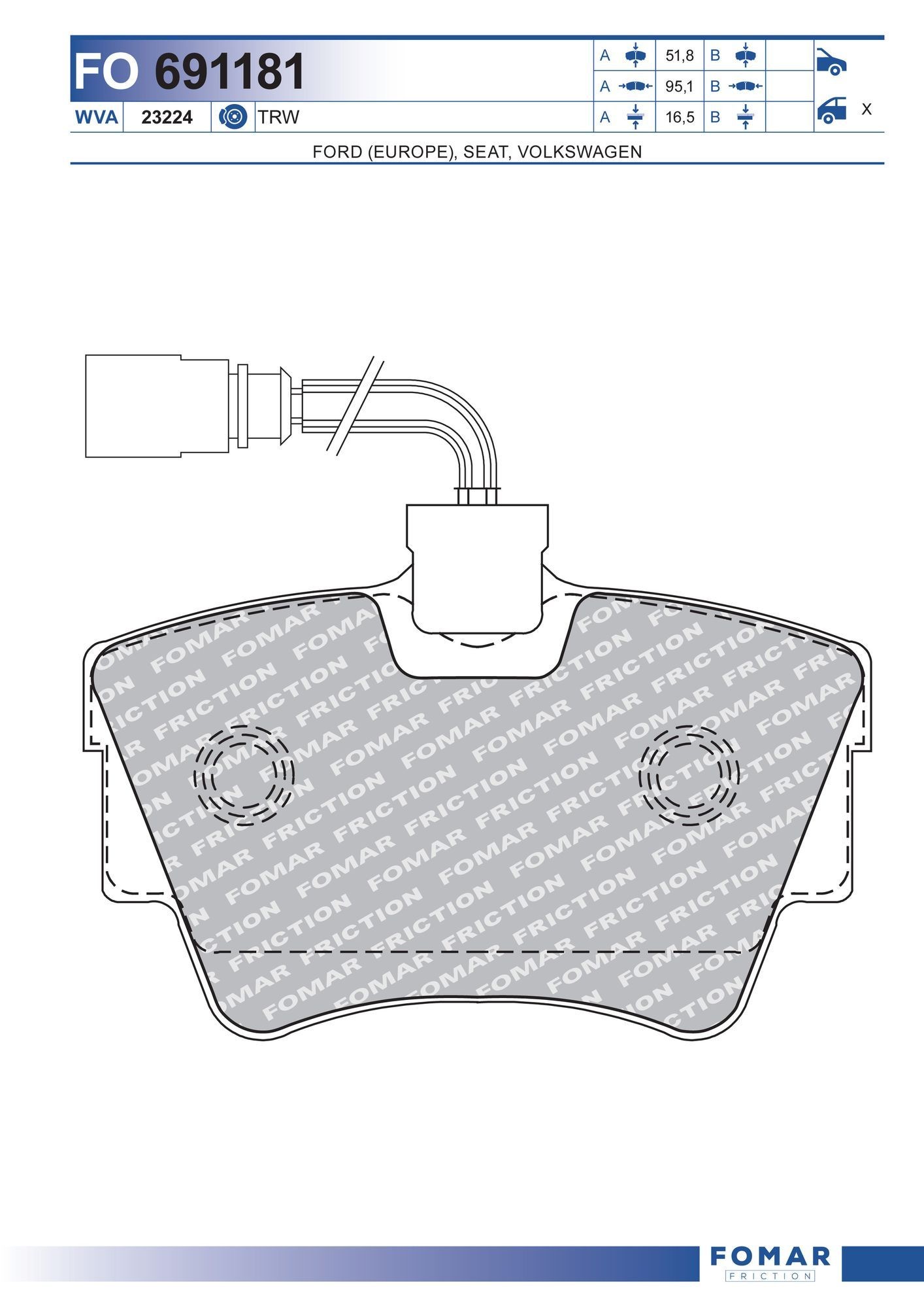 FOMAR Friction FO 691181: Piduriklotsid