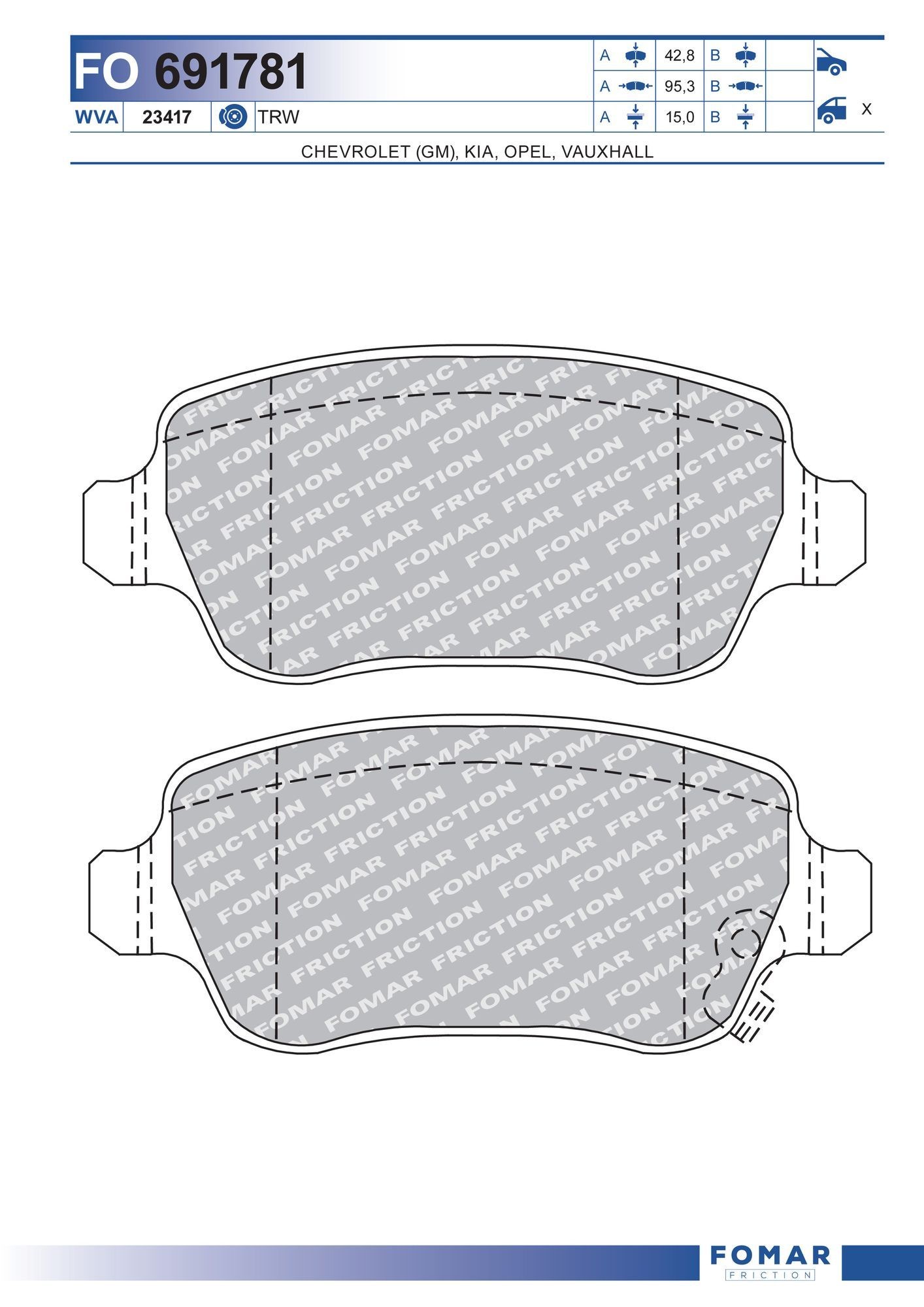 FOMAR Friction FO 691781: Piduriklotsid
