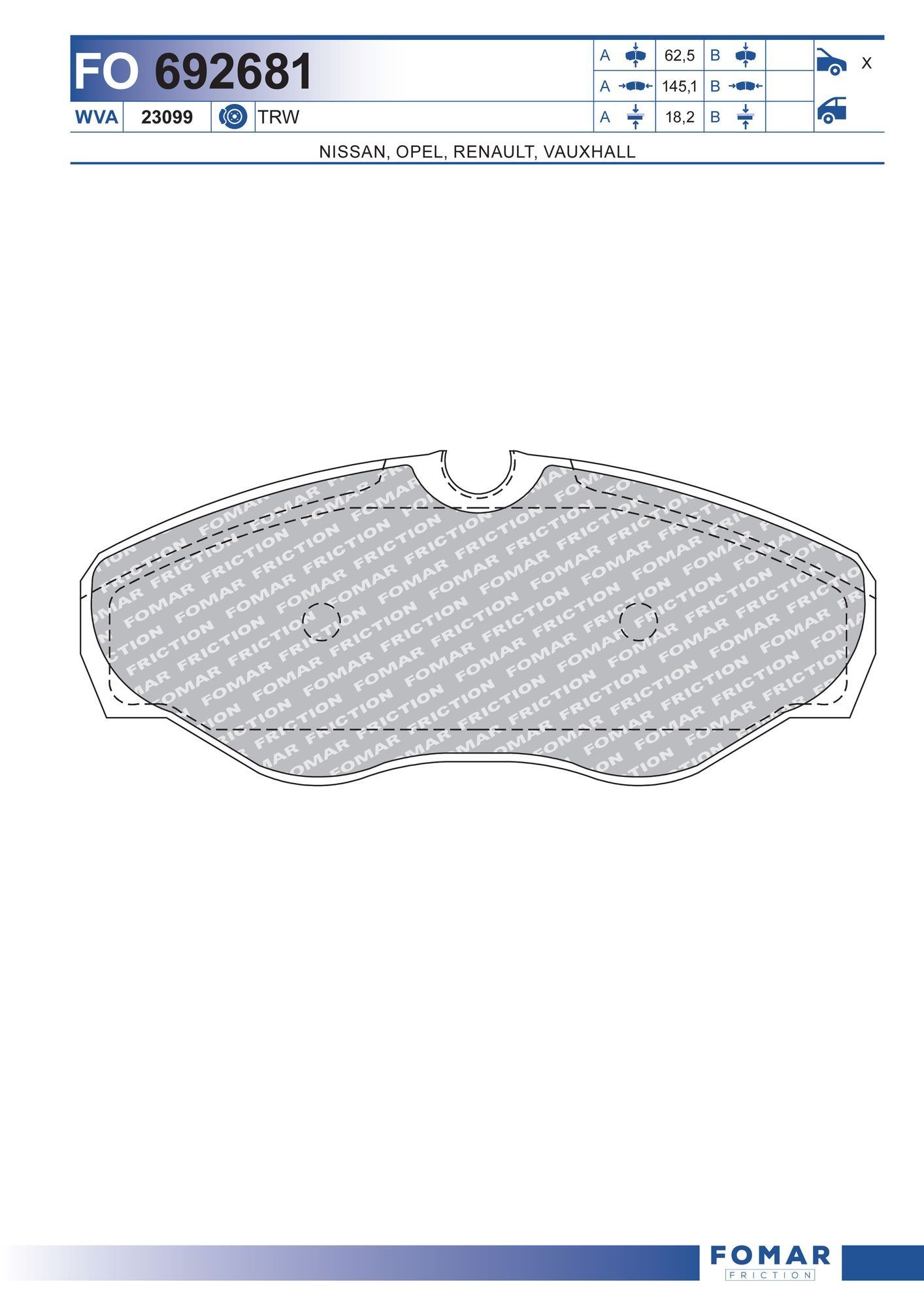 FOMAR Friction FO 692681: Piduriklotsid