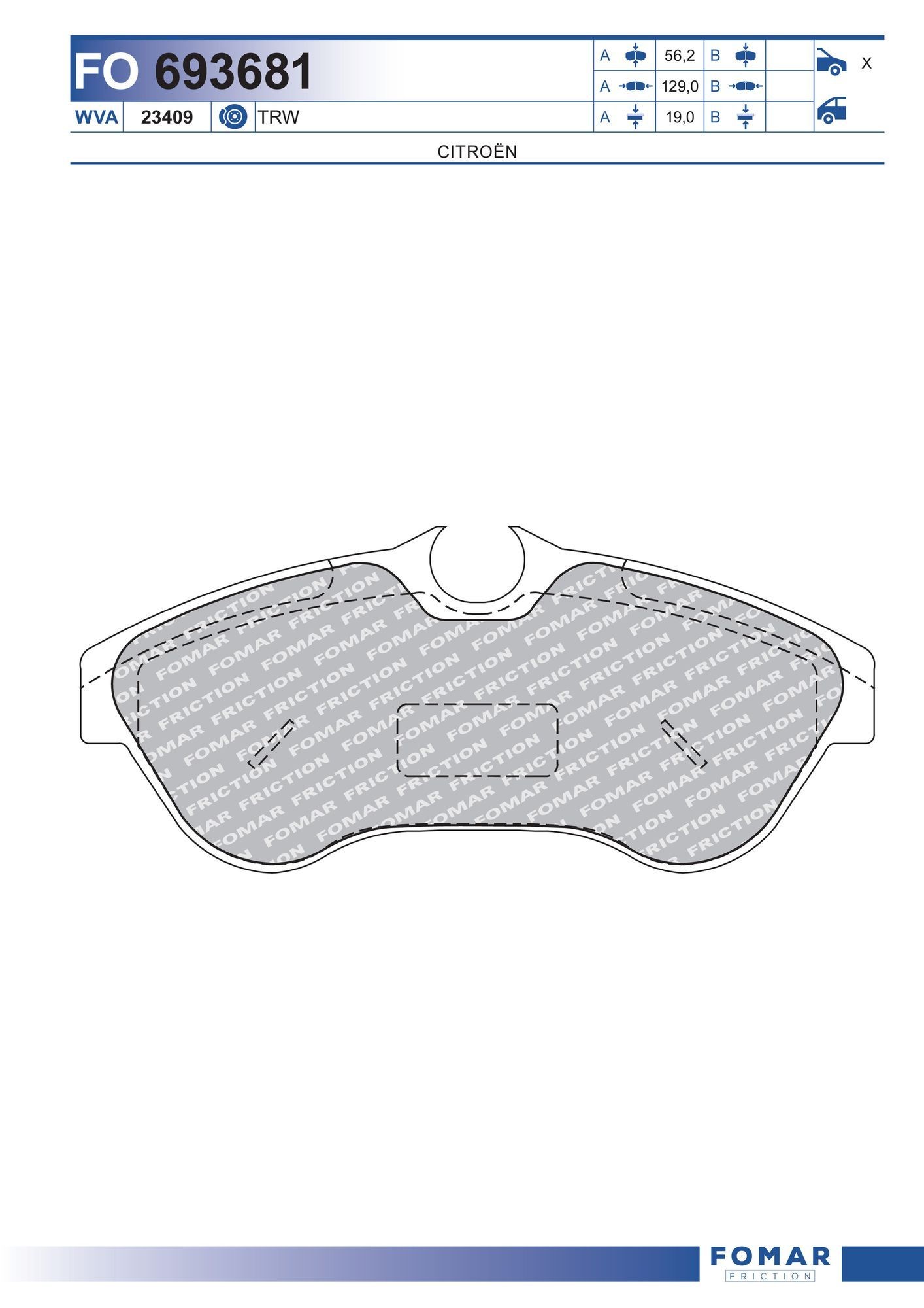 FOMAR Friction FO 693681: Piduriklotsid
