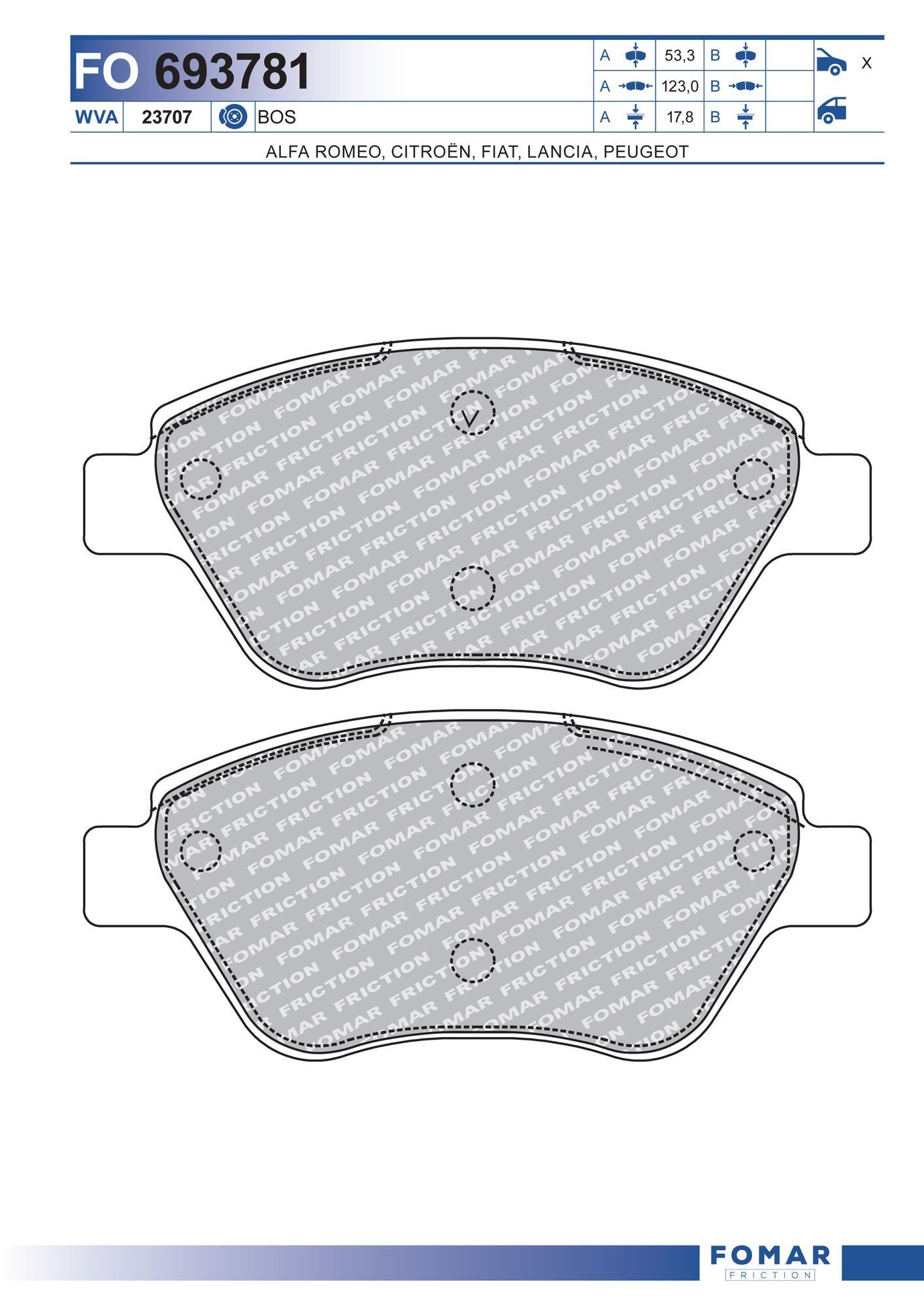FOMAR Friction FO 693781: Plăcuțe de frână