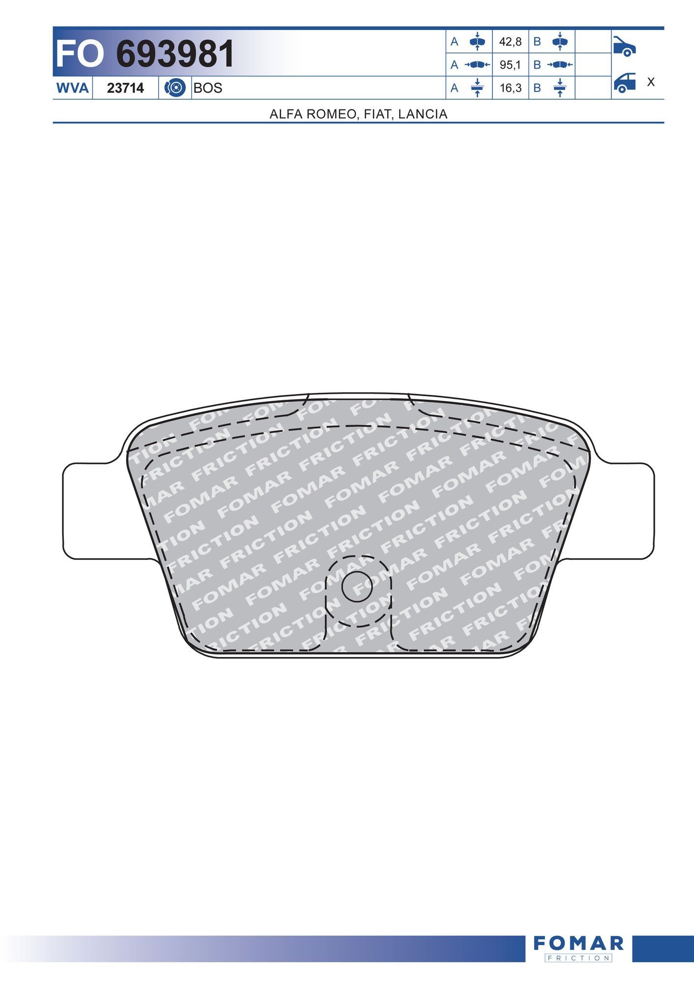 FOMAR Friction FO 693981: Piduriklotsid koos lisadega