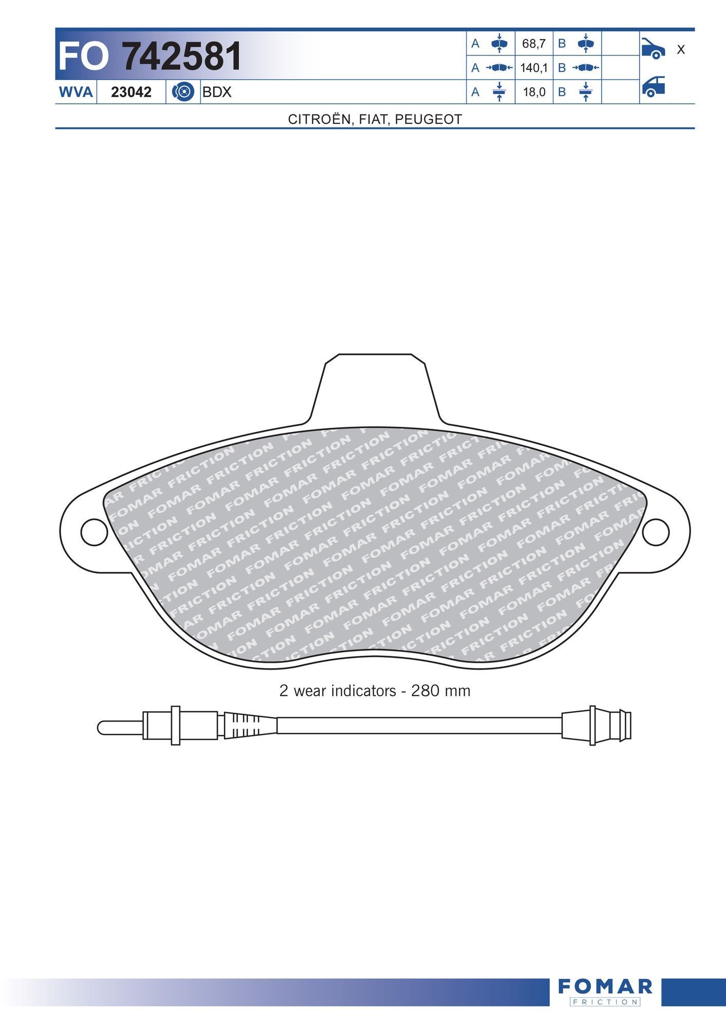 FOMAR Friction FO 742581: Piduriklotsid