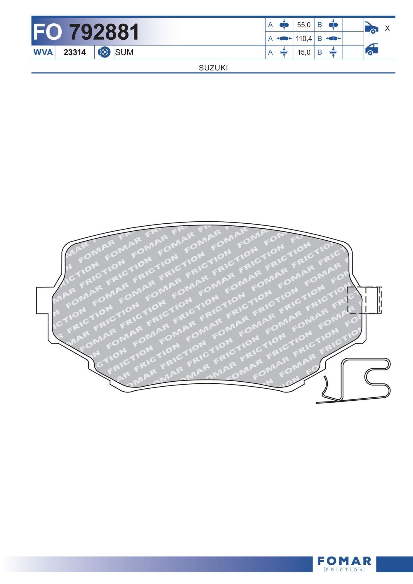 FOMAR Friction FO 792881: Juego de pastillas de freno