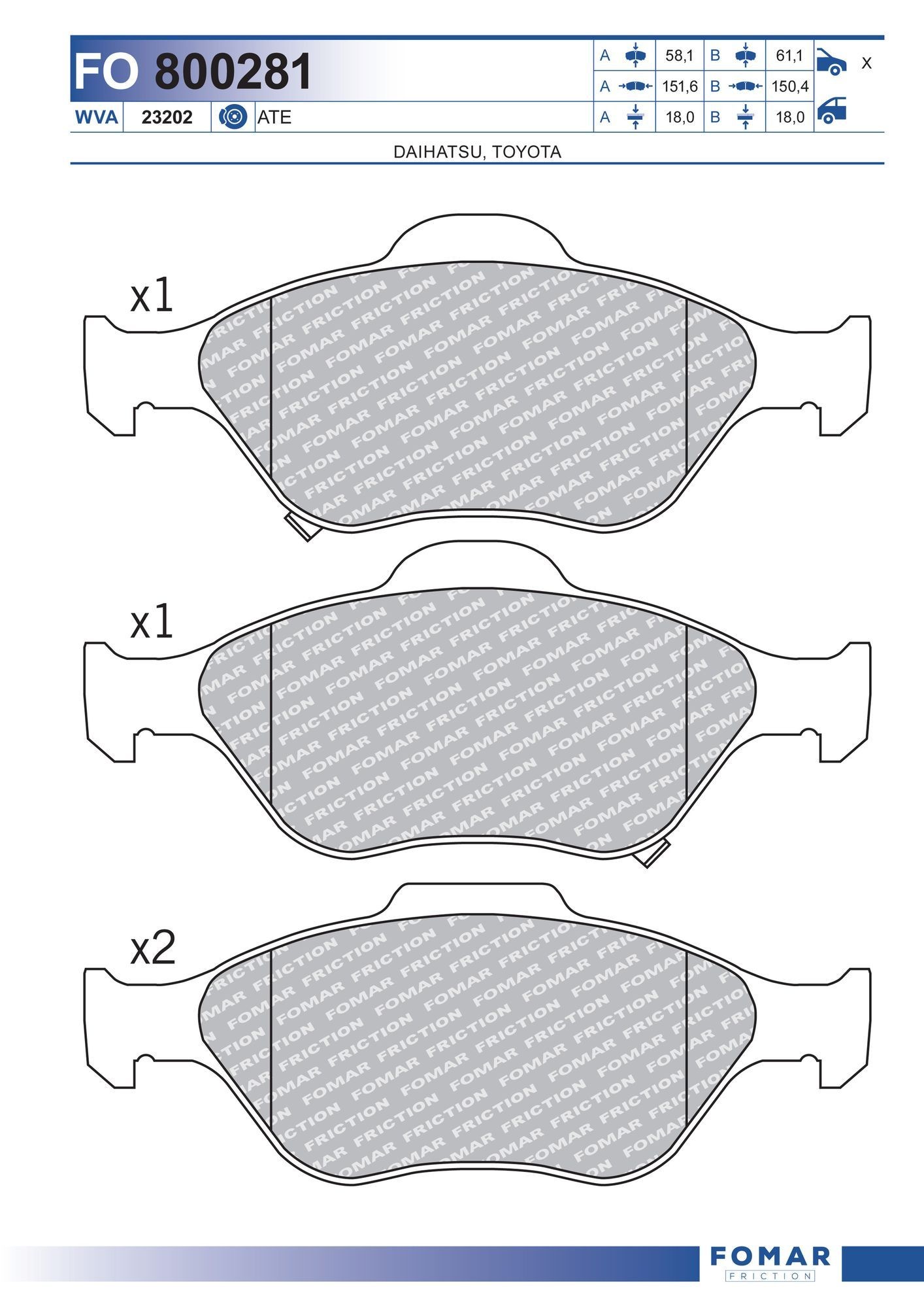 FOMAR Friction FO 800281: Piduriklotsid