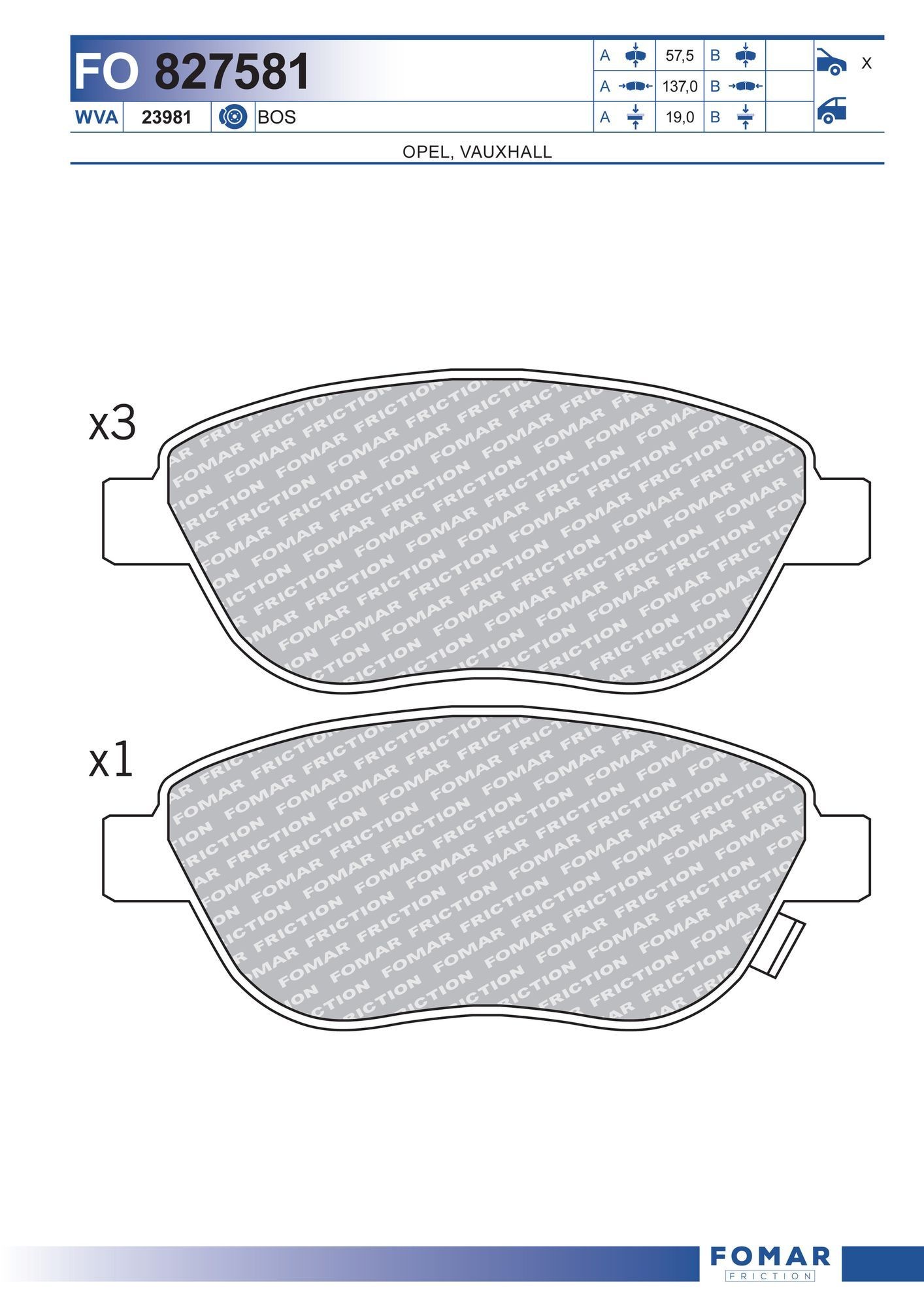 FOMAR Friction FO 827581: Piduriklotsid