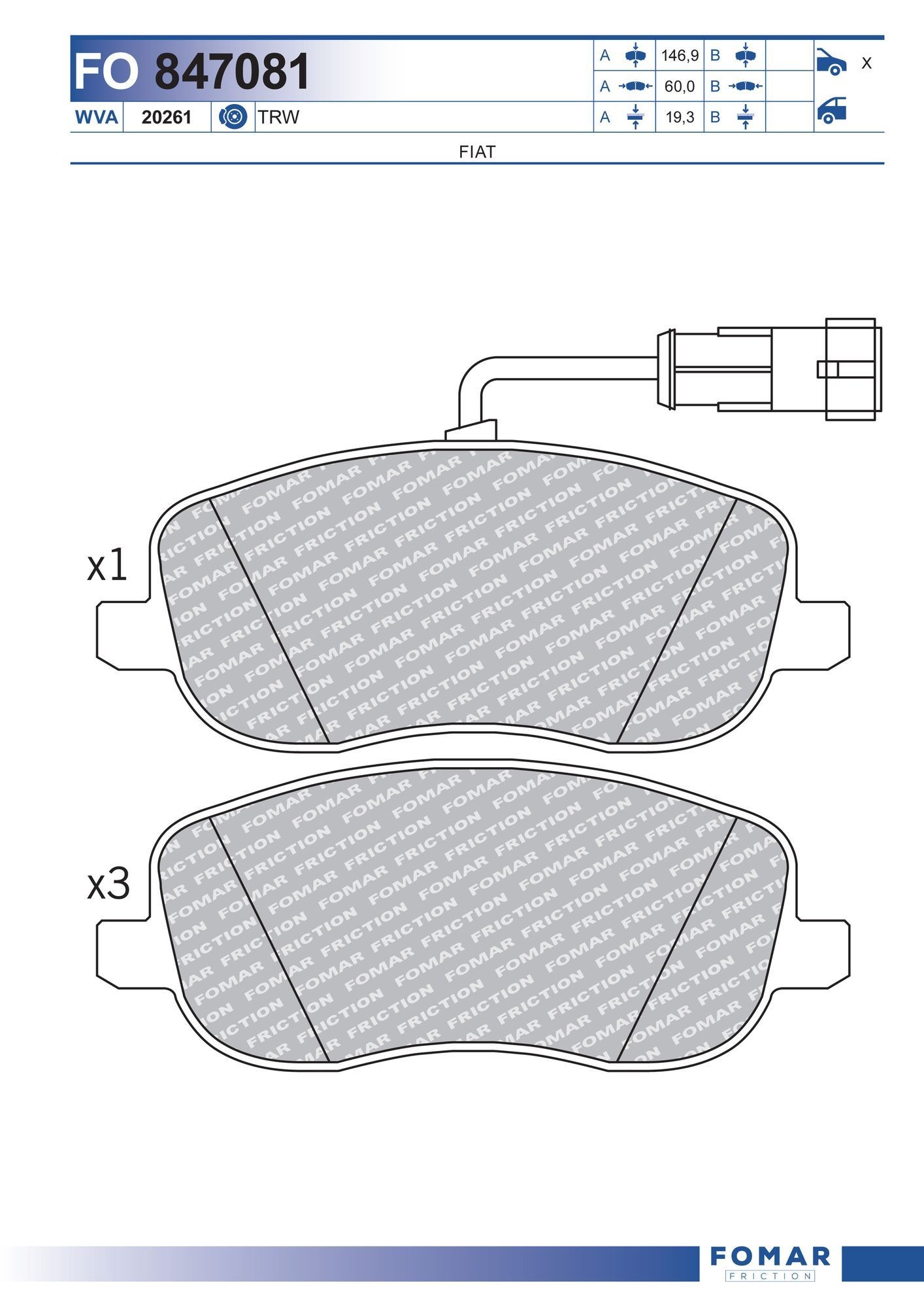 FOMAR Friction FO 847081: Piduriklotsid
