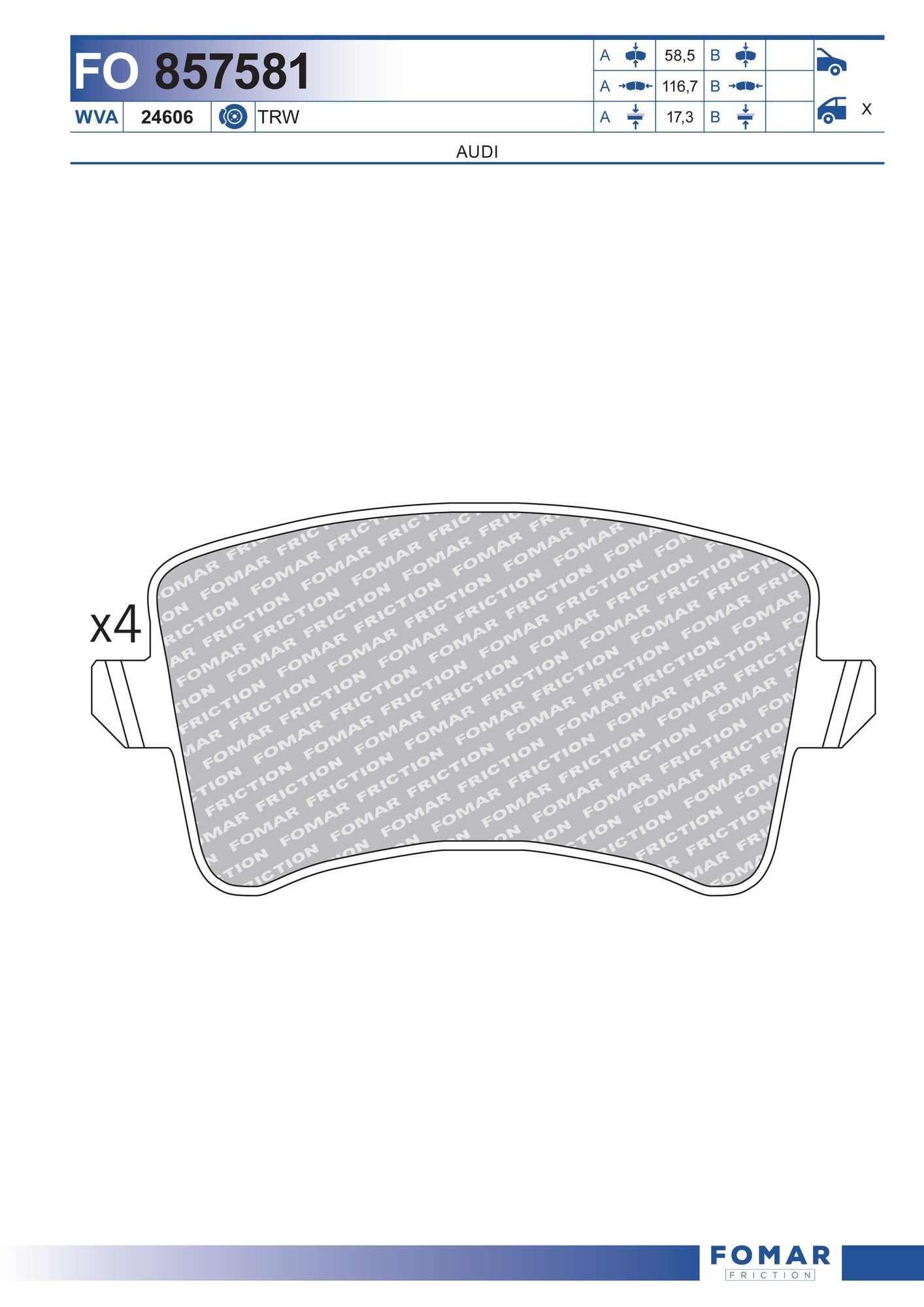 FOMAR Friction FO 857581: Piduriklotsid