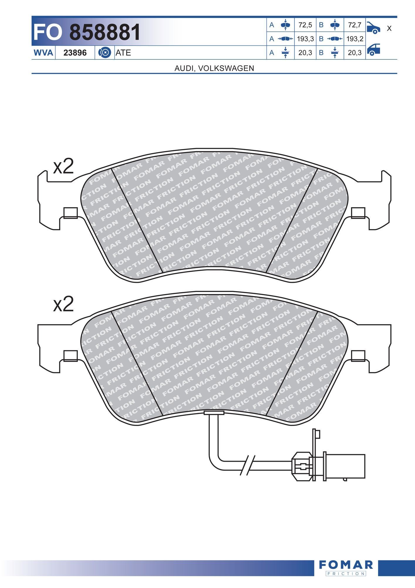 FOMAR Friction FO 858881: Piduriklotsid