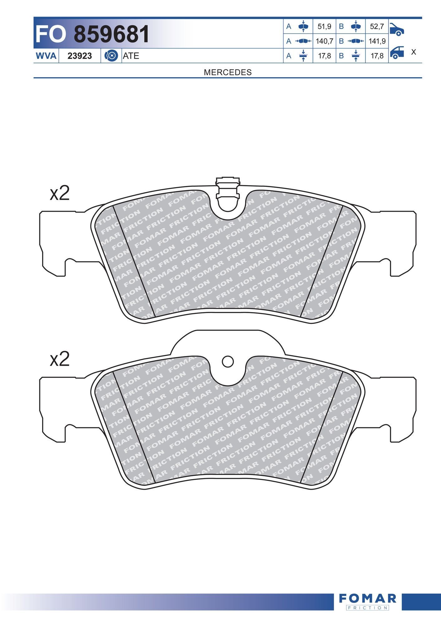 FOMAR Friction FO 859681: Piduriklotsid