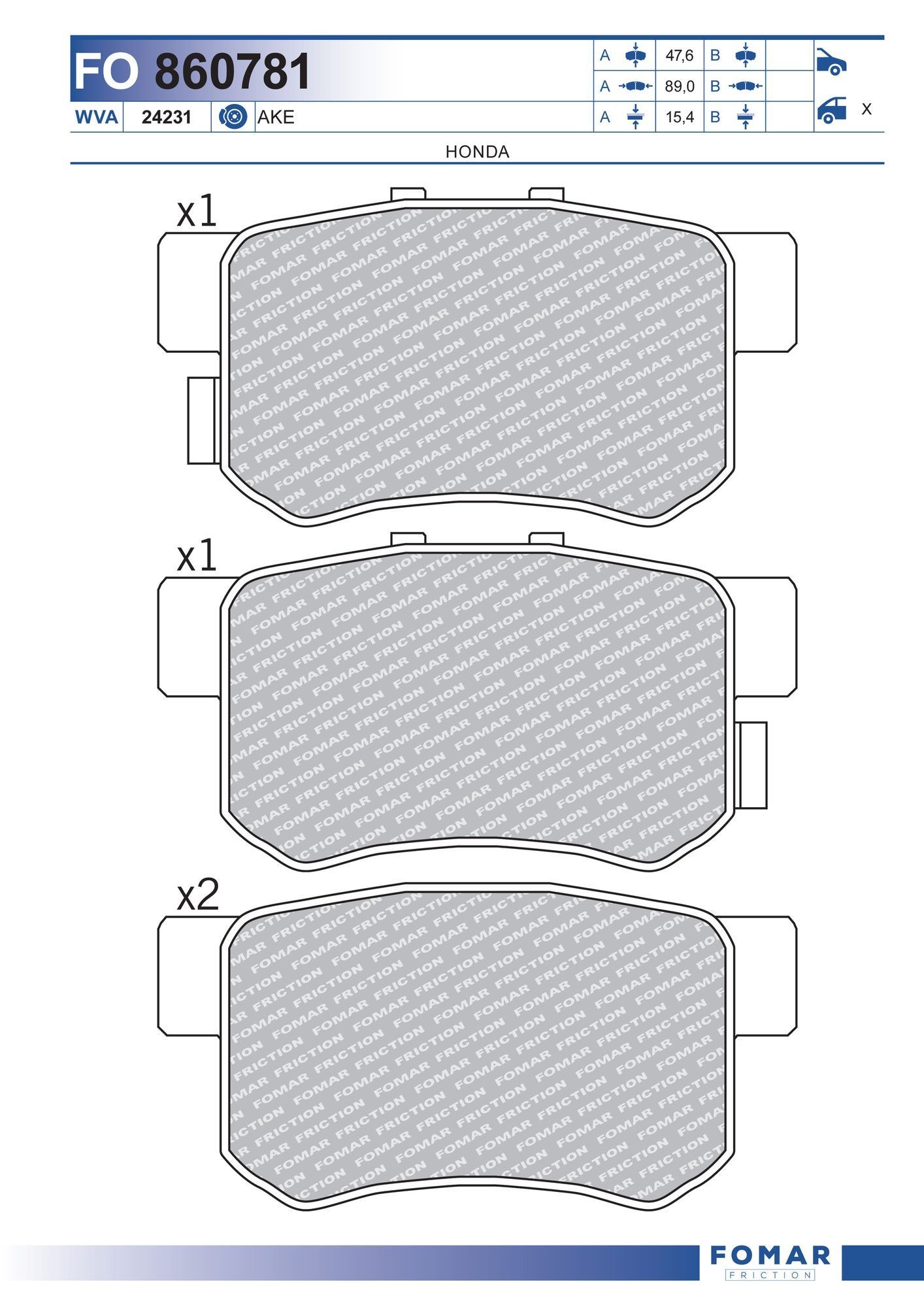 FOMAR Friction FO 860781: Piduriklotsid