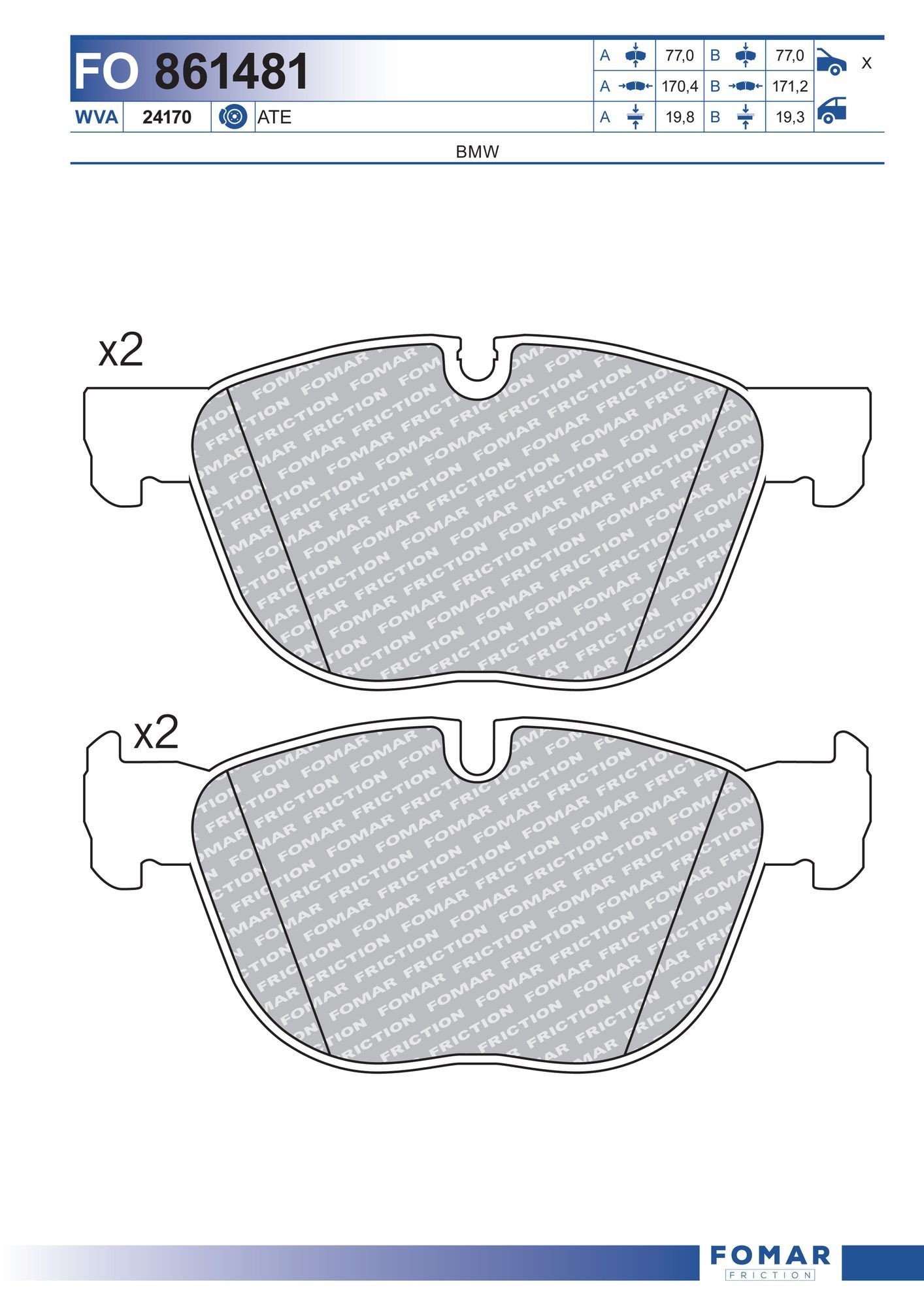FOMAR Friction FO 861481: Plăcuțe de frână