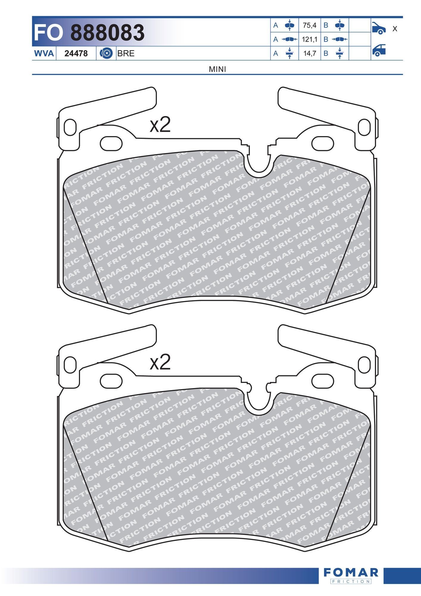 FOMAR Friction FO 888083: Piduriklotsid