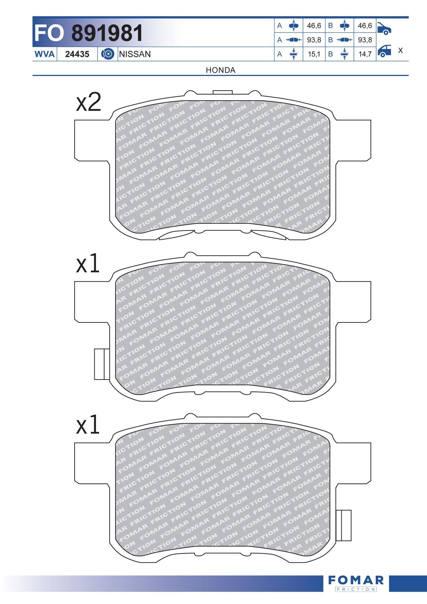 FOMAR Friction FO 891981: Piduriklotsid