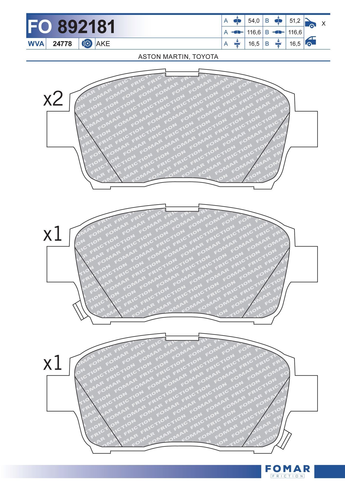 FOMAR Friction FO 892181: Piduriklotsid