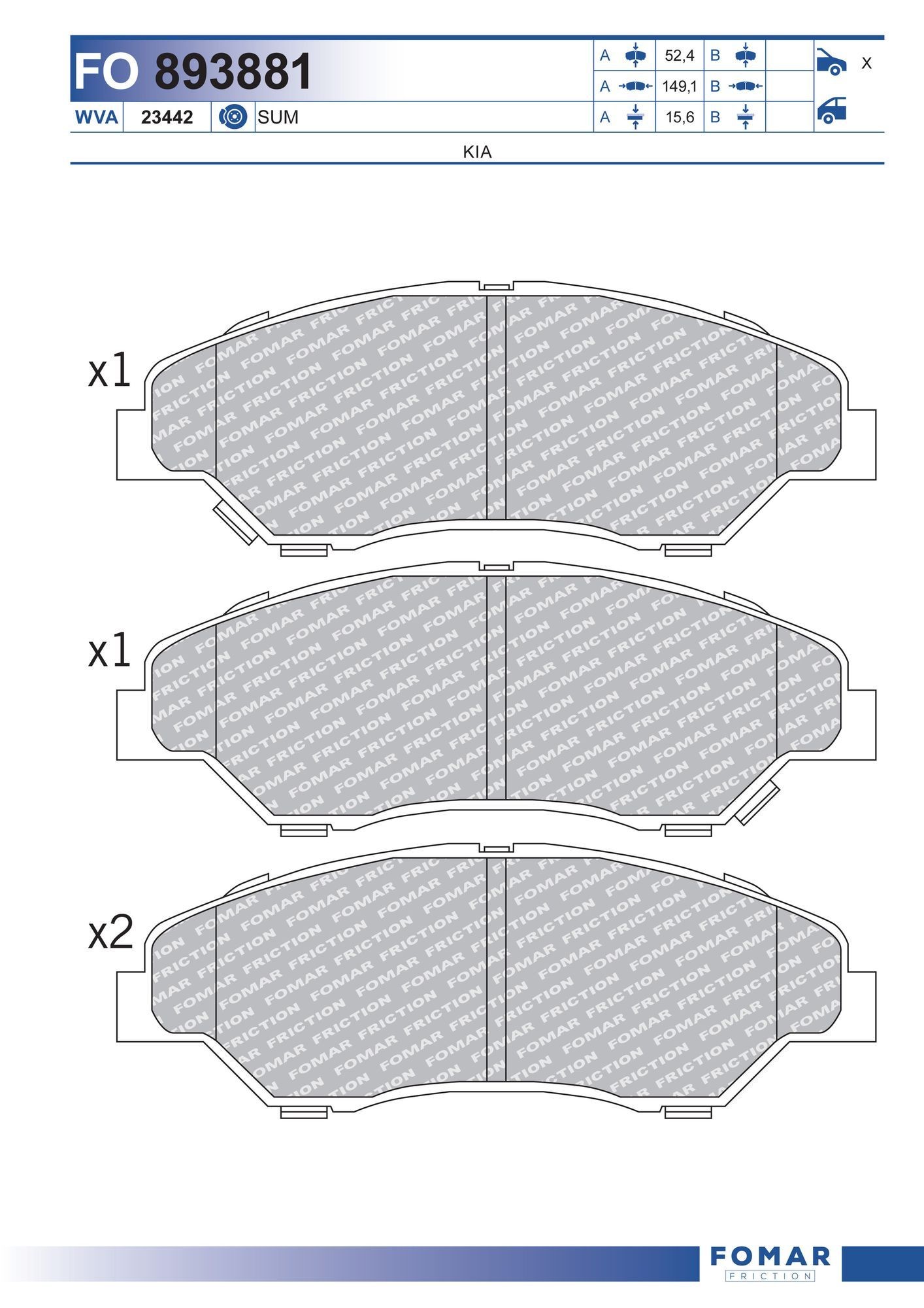 FOMAR Friction FO 893881: Plăcuțe de frână