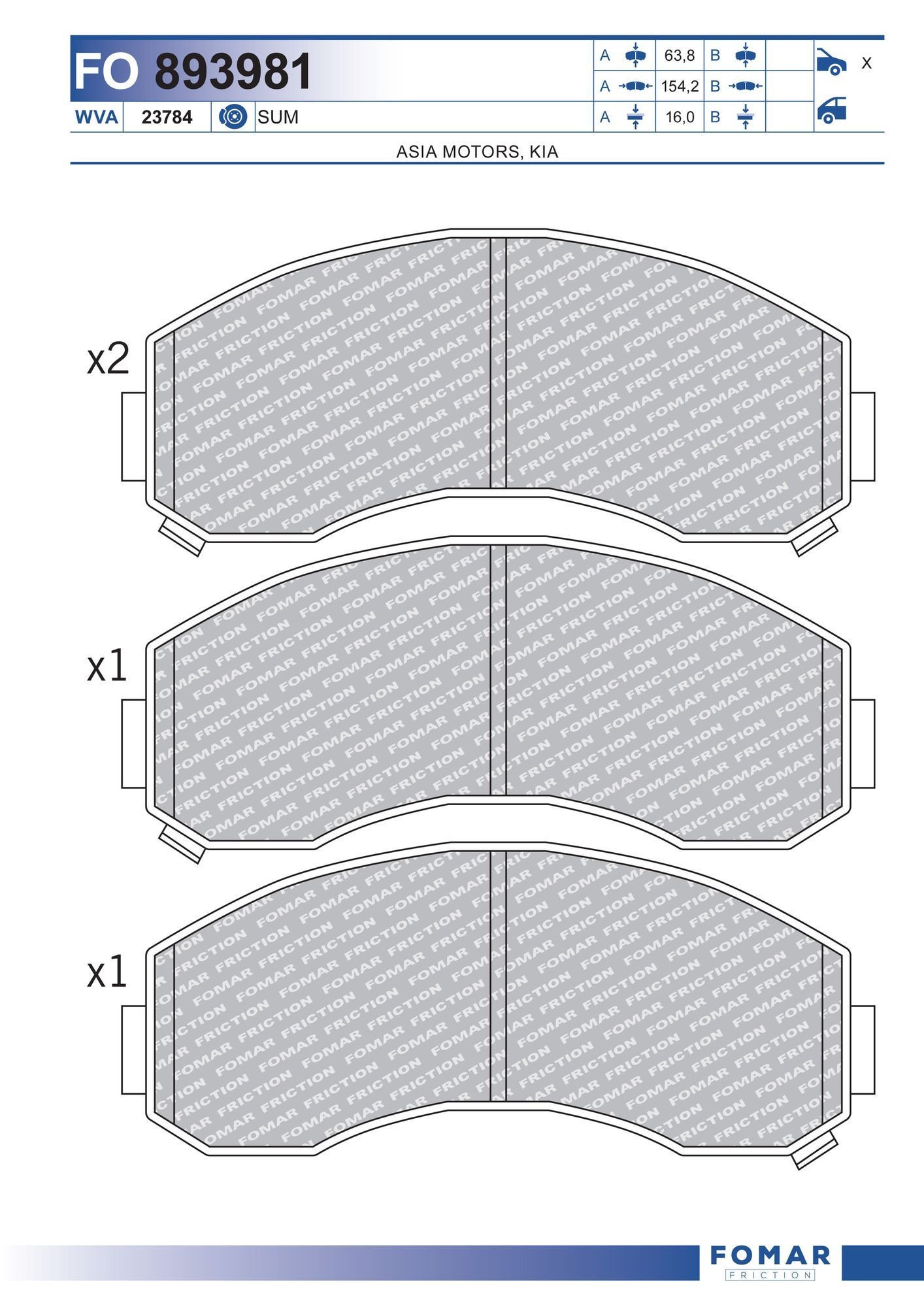 FOMAR Friction FO 893981: Bremseklodser