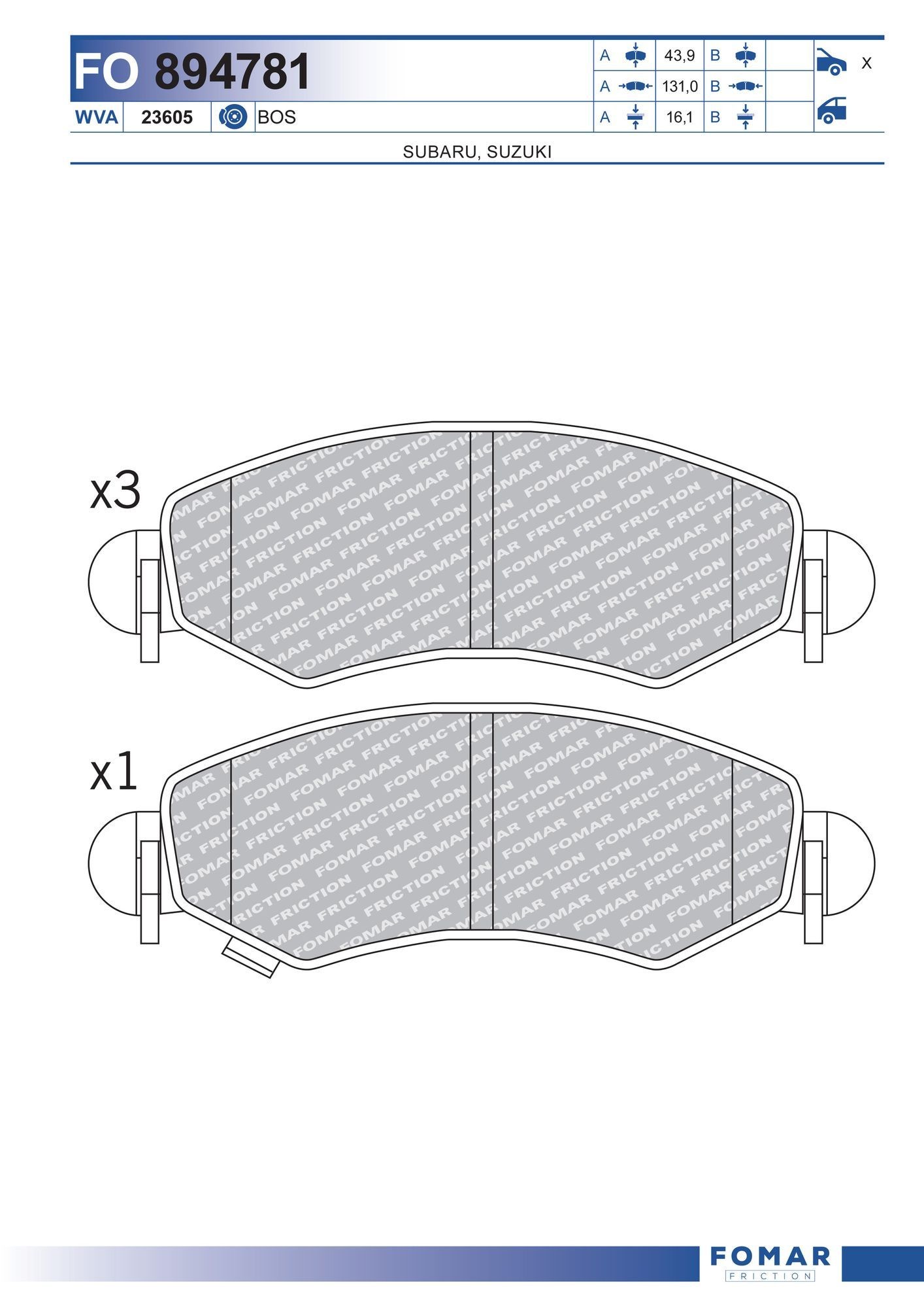 FOMAR Friction FO 894781: Piduriklotsid