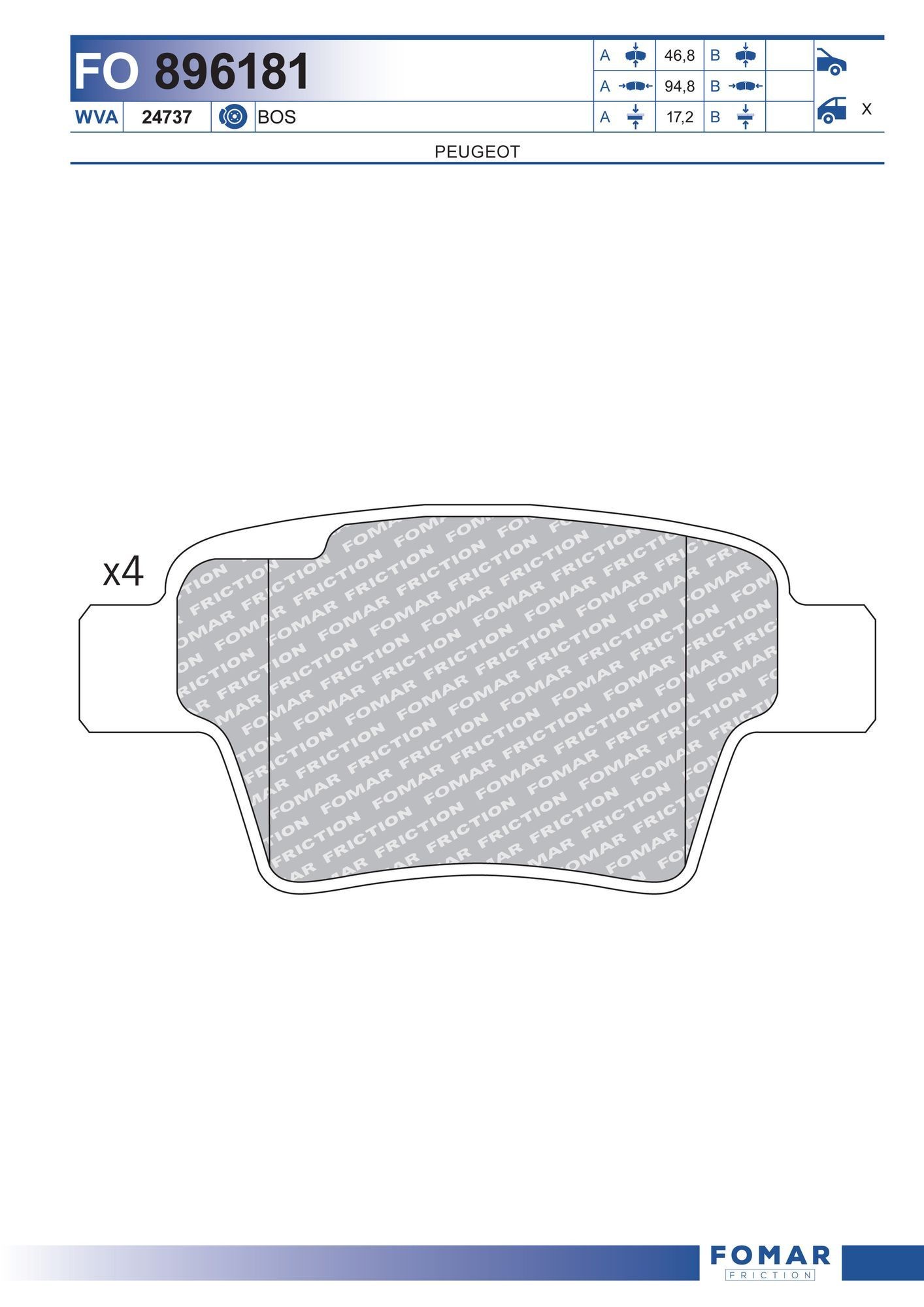 FOMAR Friction FO 896181: Brzdové platničky