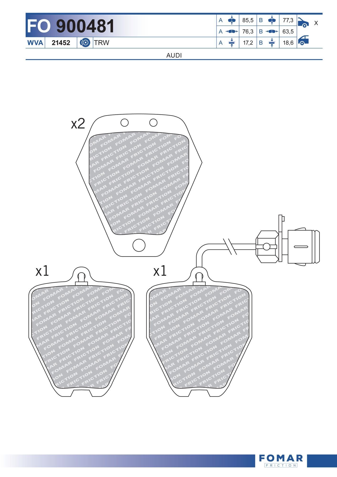 FOMAR Friction FO 900481: Piduriklotsid