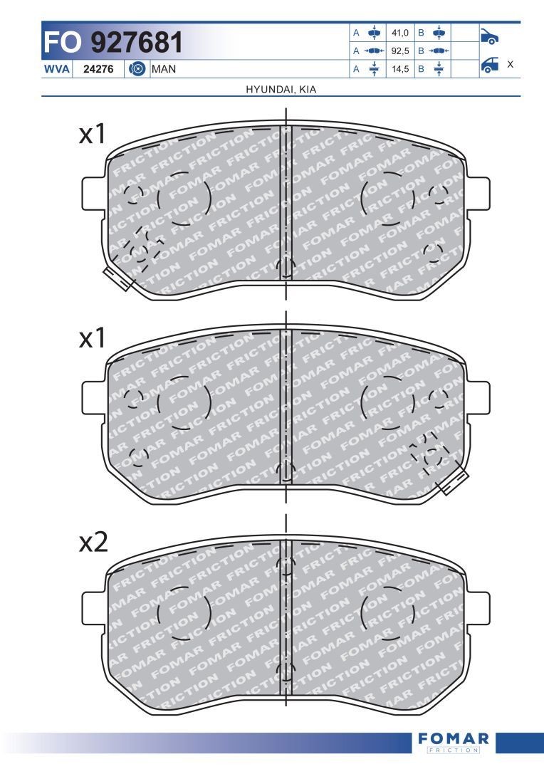 FOMAR Friction FO 9037: Piduriklotside komplekt 228,60mm